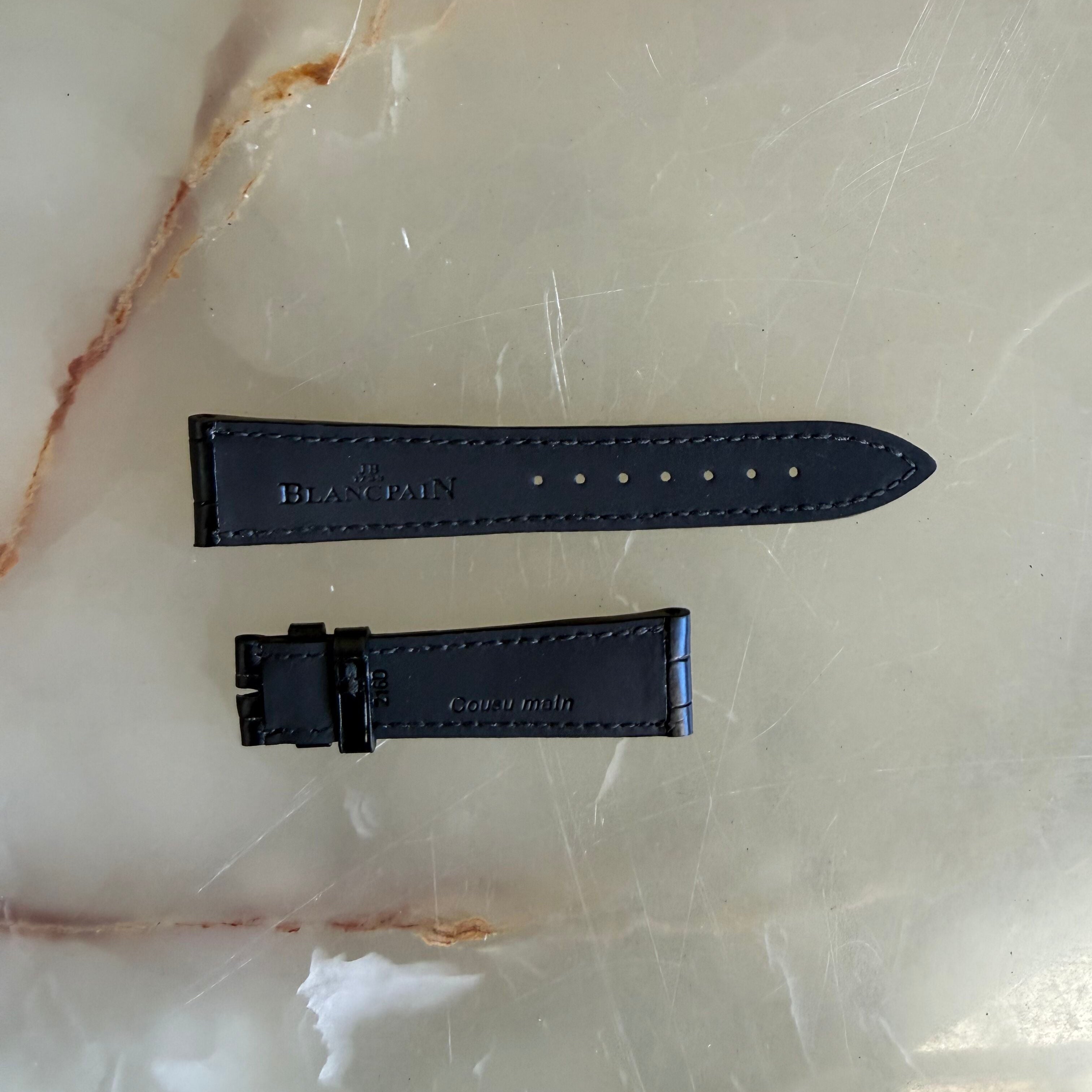Authentic Blancpain Black Alligator Rubber Watch Band Strap 18.5mm