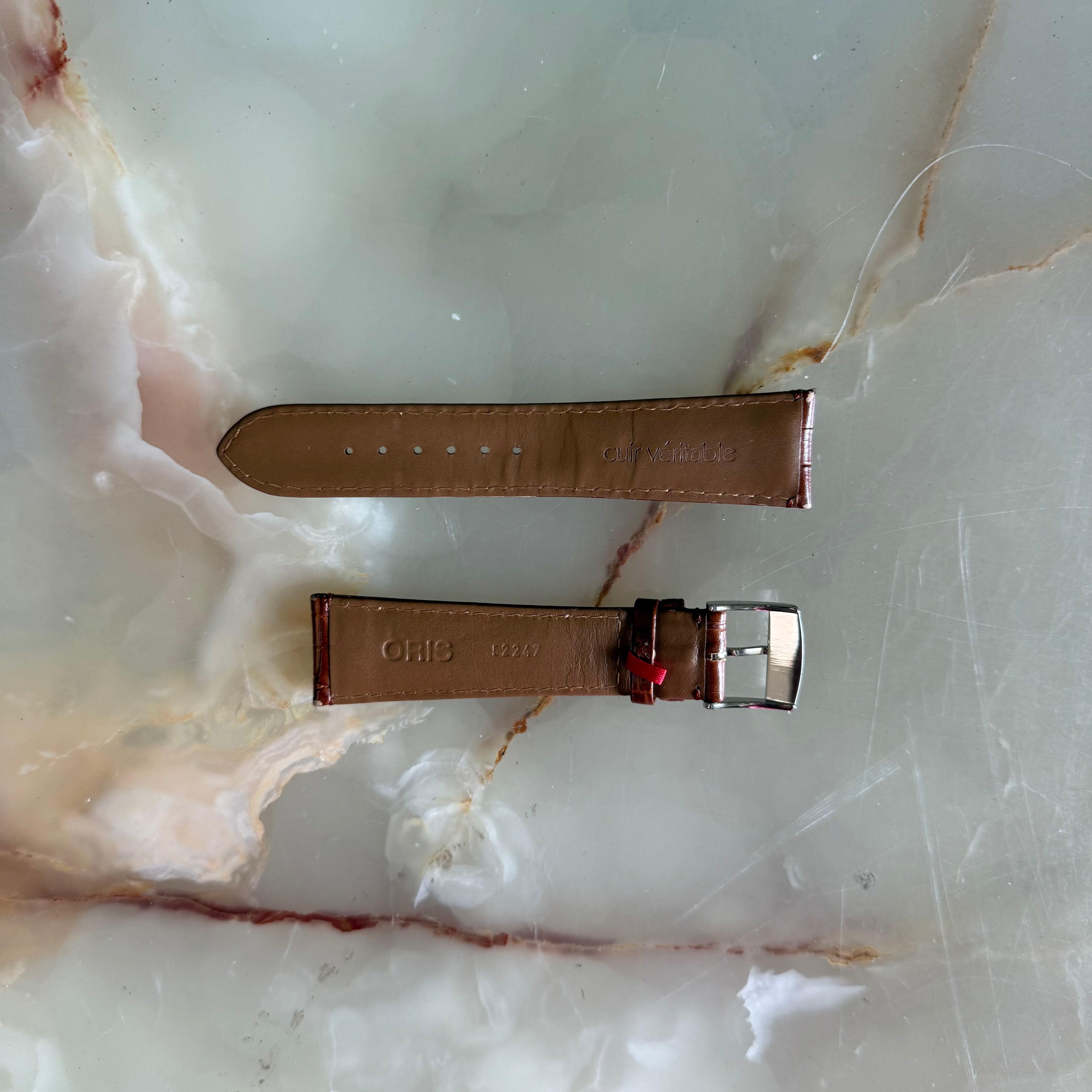 Authentic Oris Brown Leather Watch Strap Band 22mm w Buckle 52247
