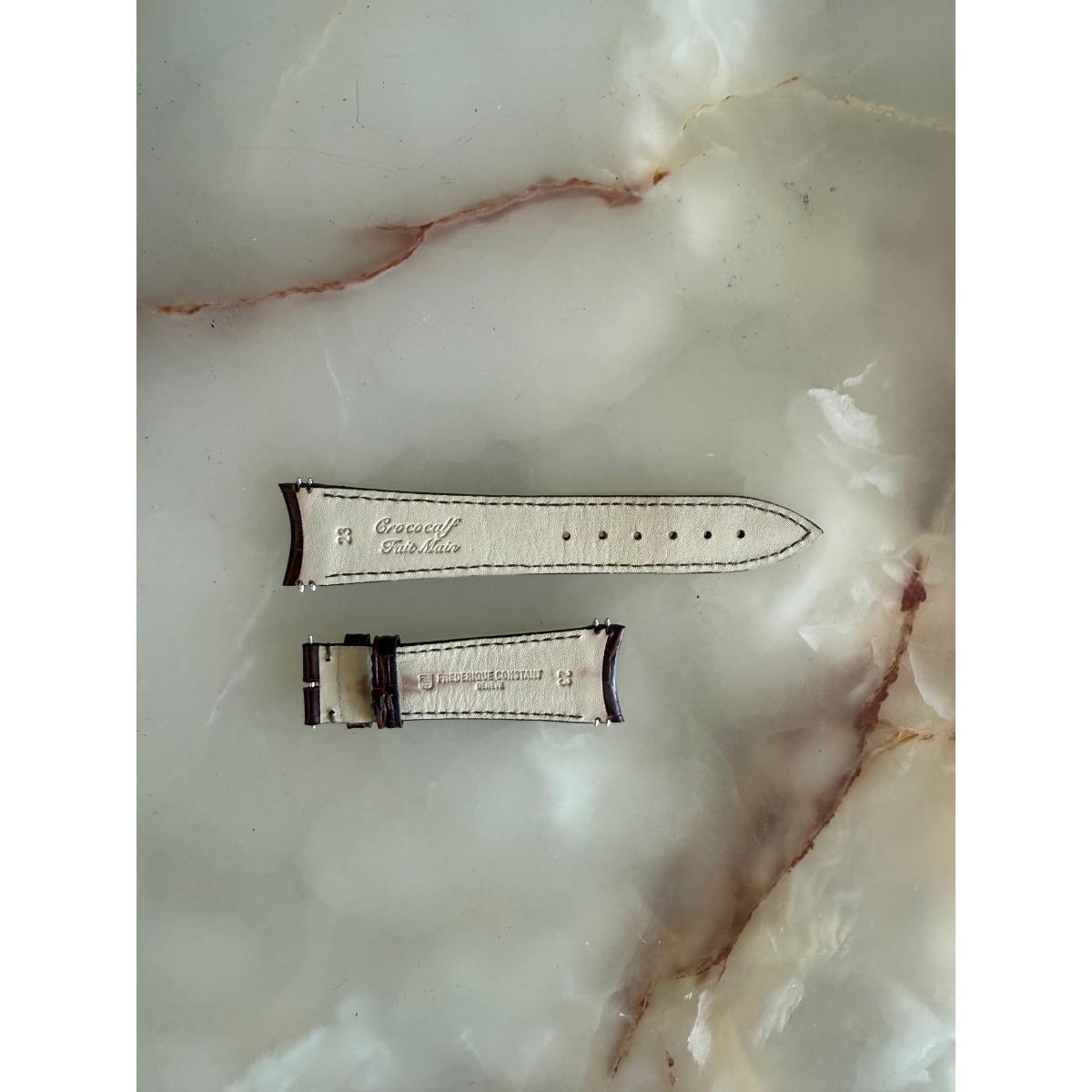 Authentic Frederique Constant Brown Crocodile Calf Leather Watch Strap Band 23mm