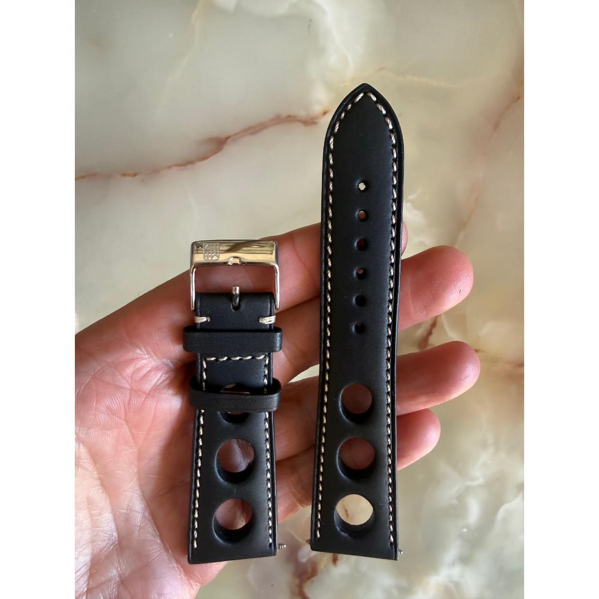 Authentic Frederique Constant Black Leather Watch Strap Band 23mm w Buckle