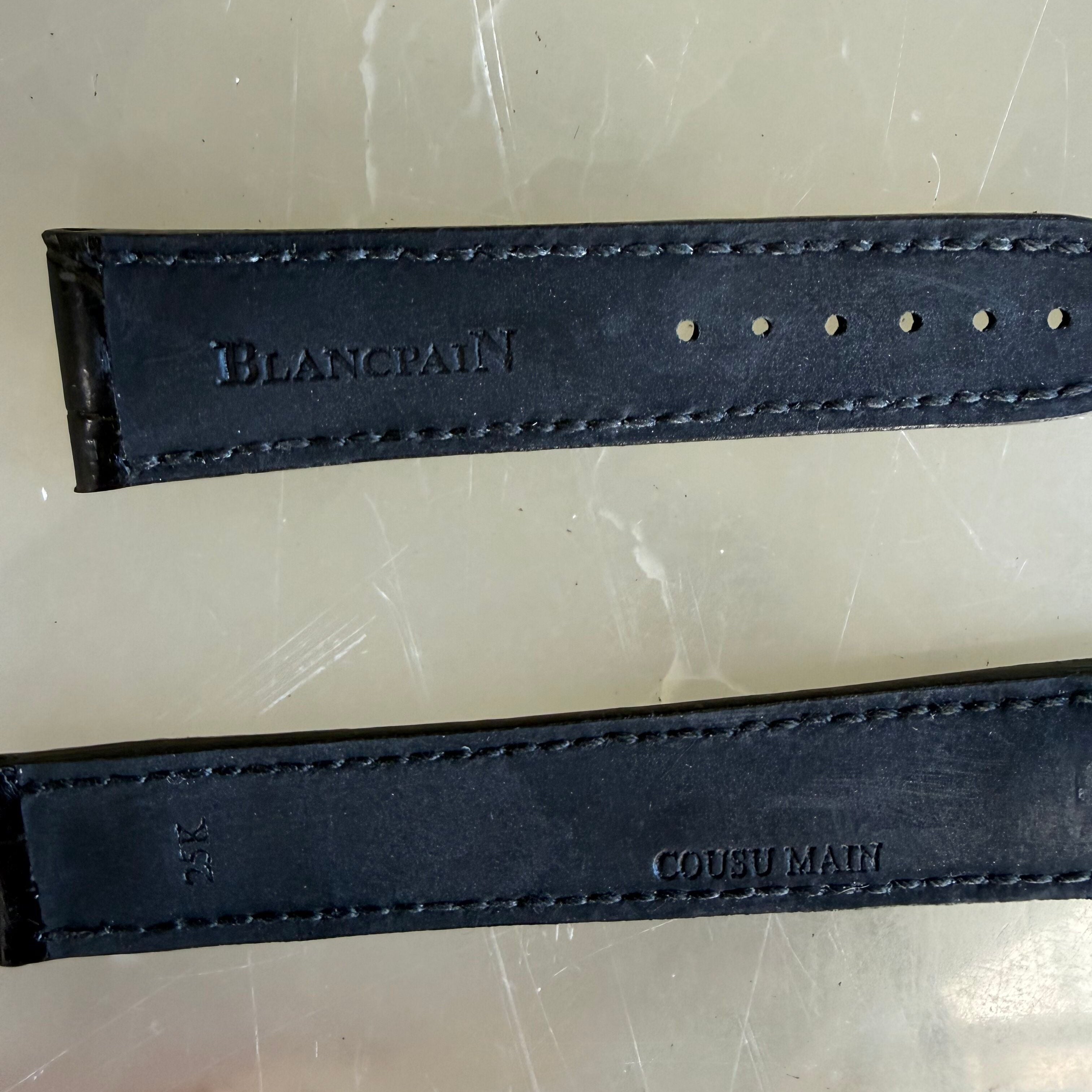 Authentic Blancpain Black Alligator Rubber Watch Band Strap 18.5mm