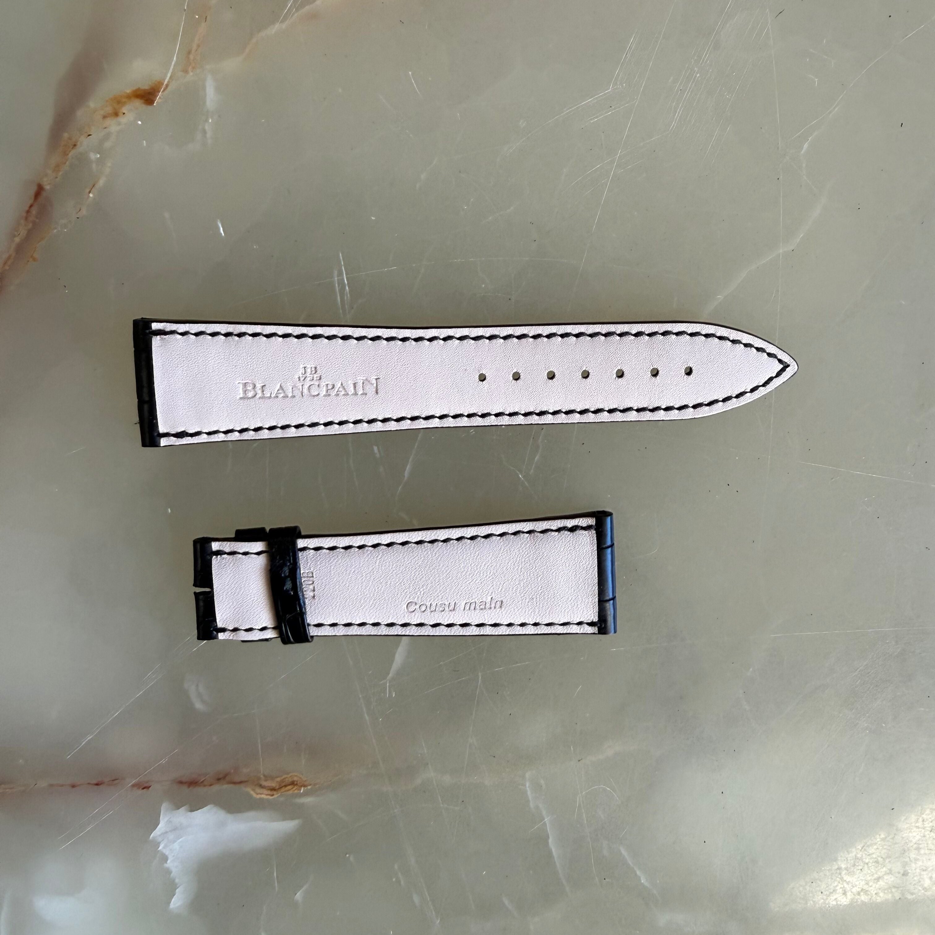 Authentic Blancpain Black Alligator Watch Band Strap 22mm