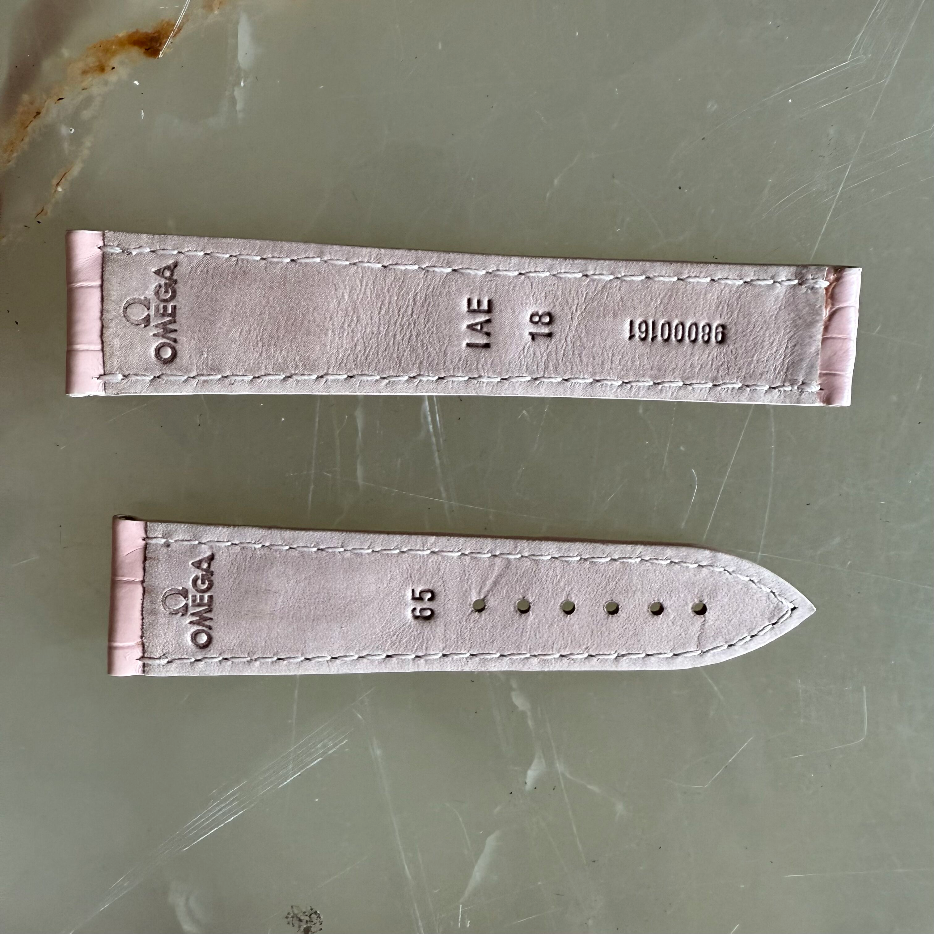 Authentic Omega Pink Crocodile Watch Strap Band 18mm 98000161