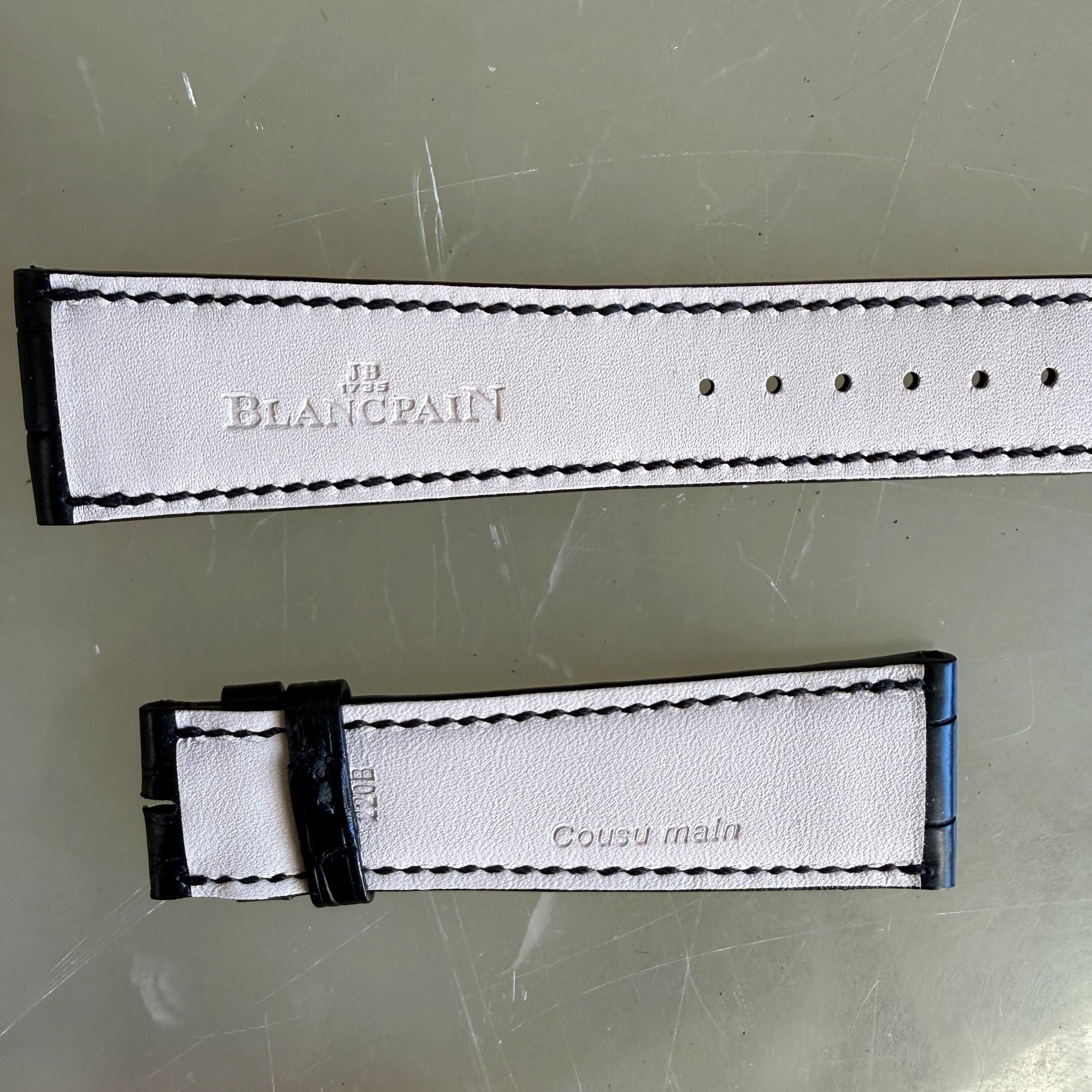 Authentic Blancpain Black Alligator Watch Band Strap 22mm