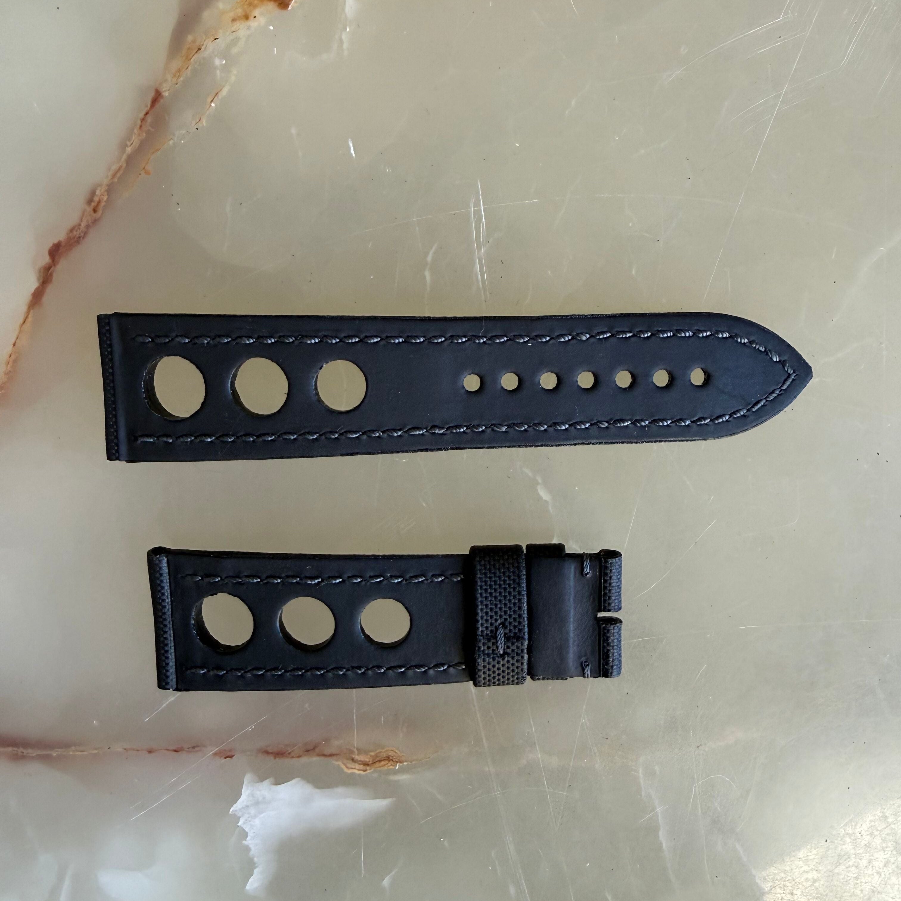 Authentic Blancpain Black Rubber Perforated Watch Band Strap 23mm