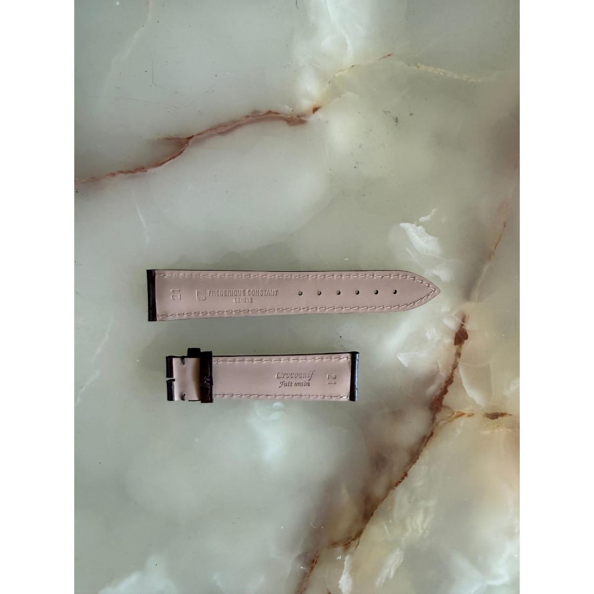 Authentic Frederique Constant Brown Crocodile Calfskin Watch Strap Band 21mm