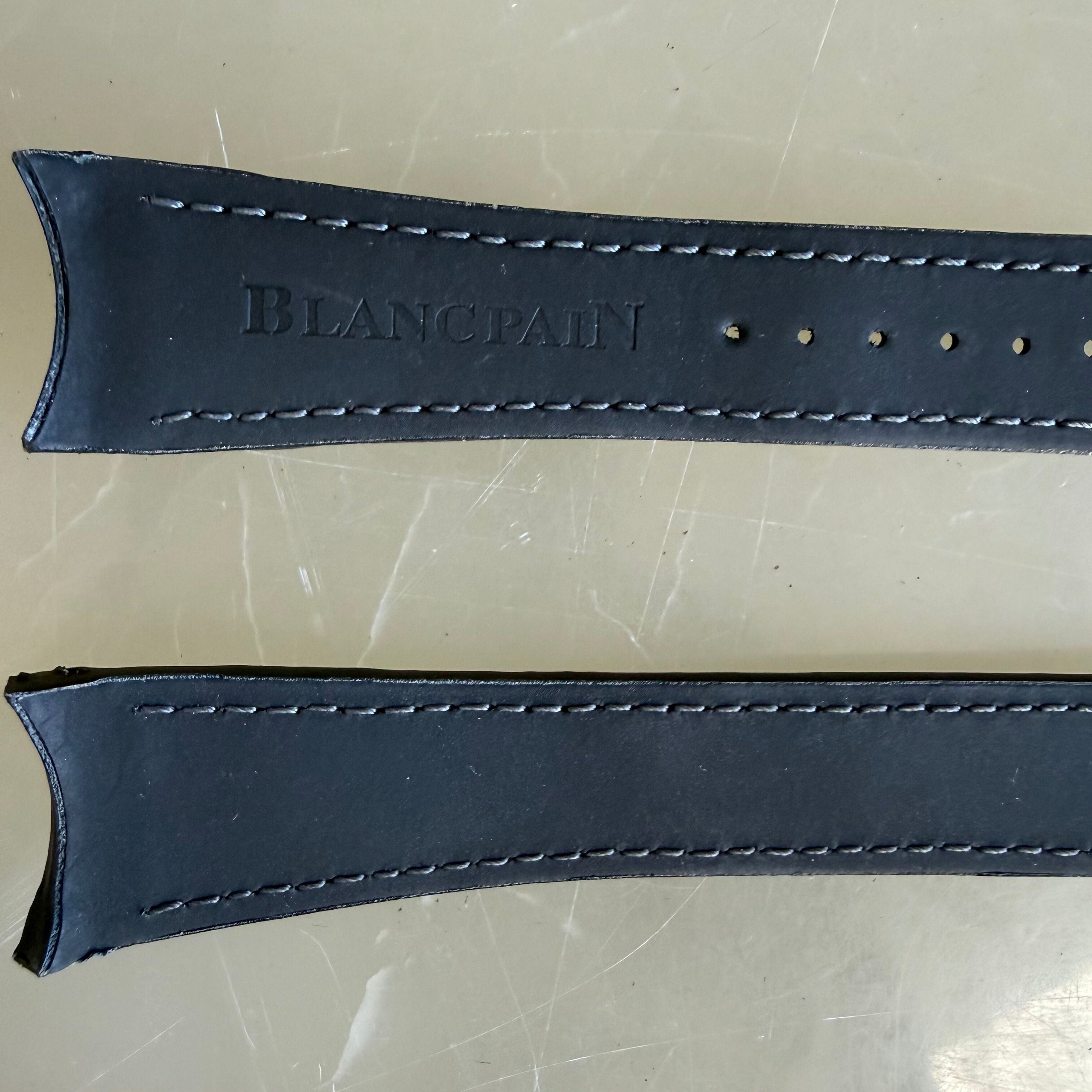 Authentic Blancpain Black Rubber Grey Stitching Watch Band Strap 20.5mm