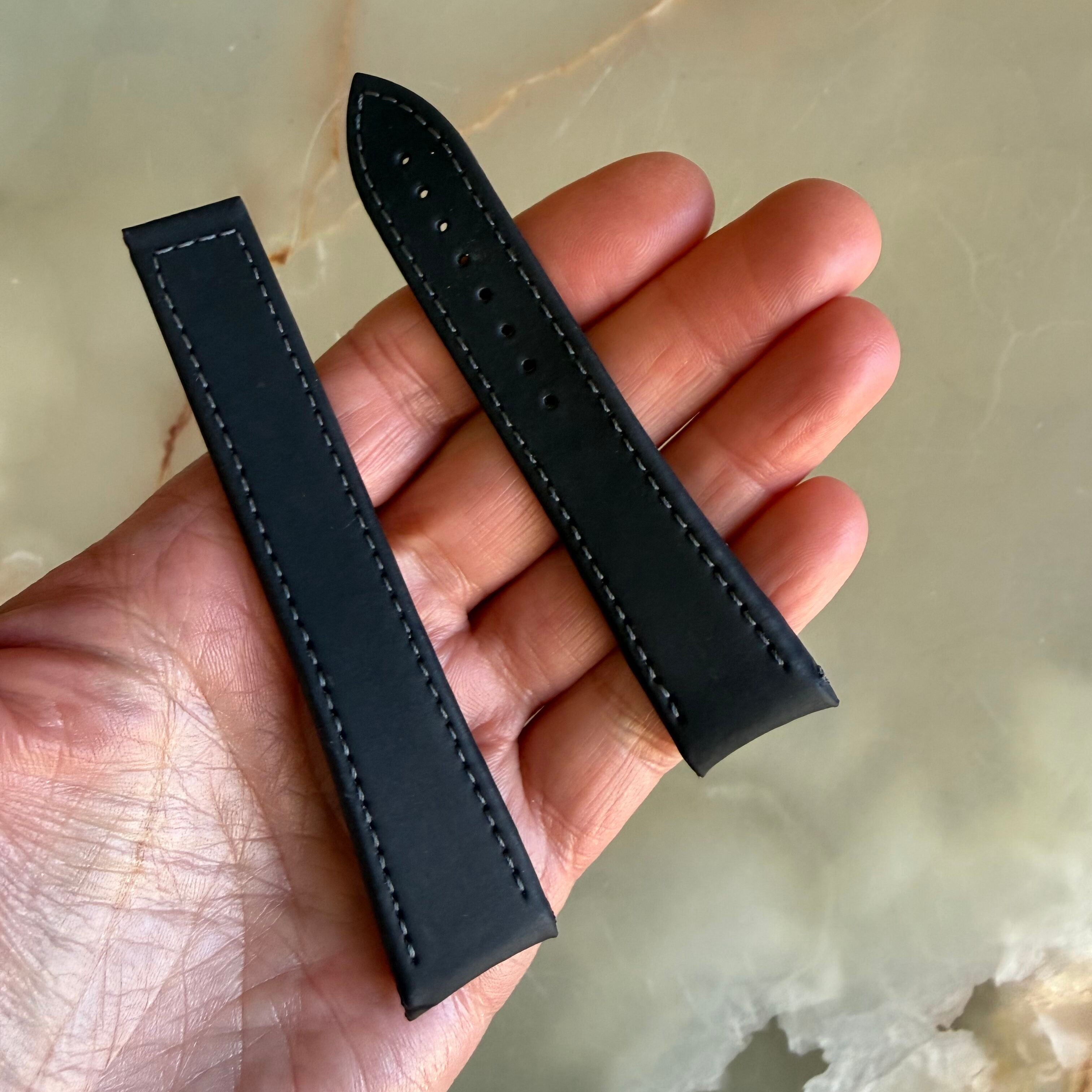 Authentic Blancpain Black Rubber Grey Stitching Watch Band Strap 20.5mm