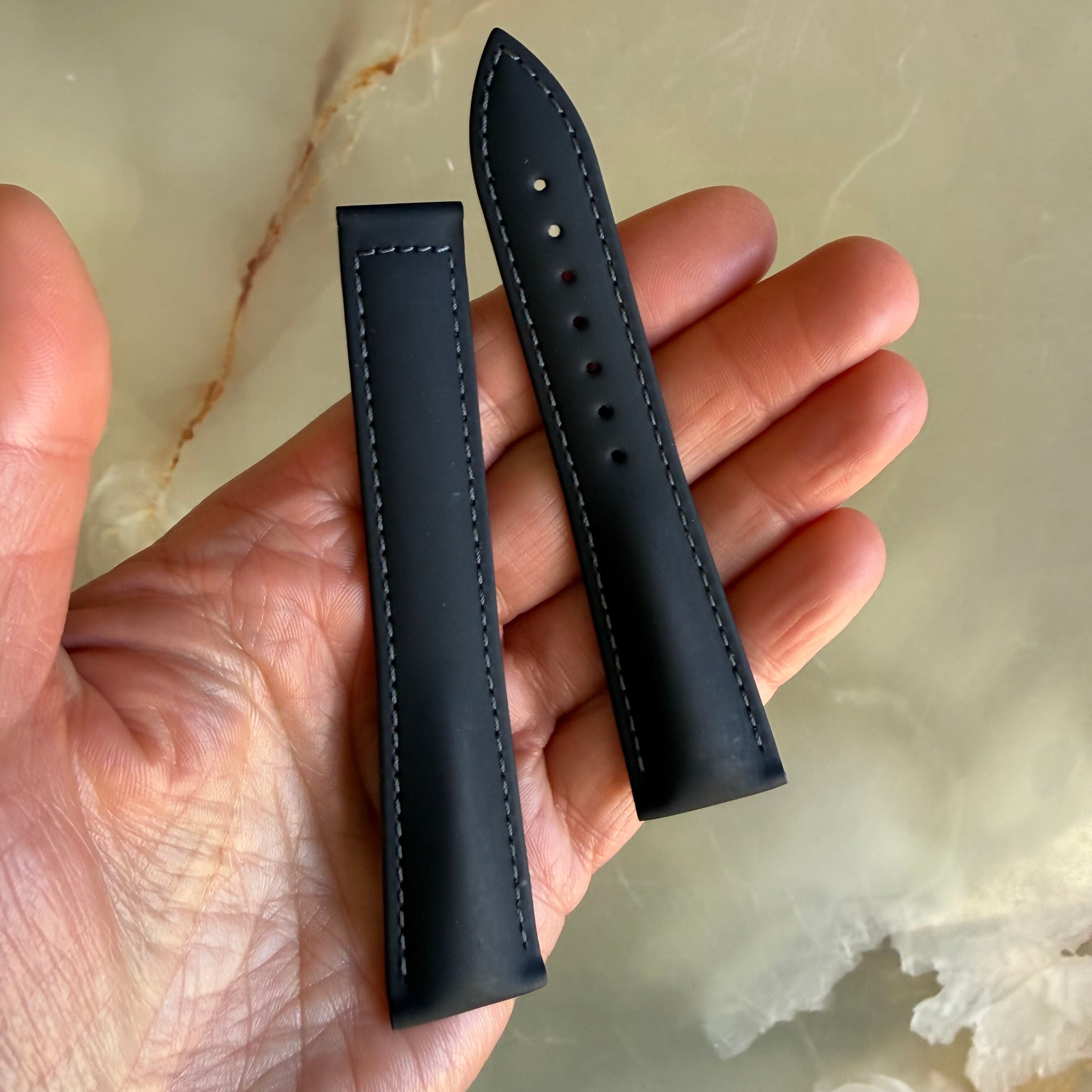 Authentic Blancpain Black Rubber Grey Stitching Watch Band Strap 20mm