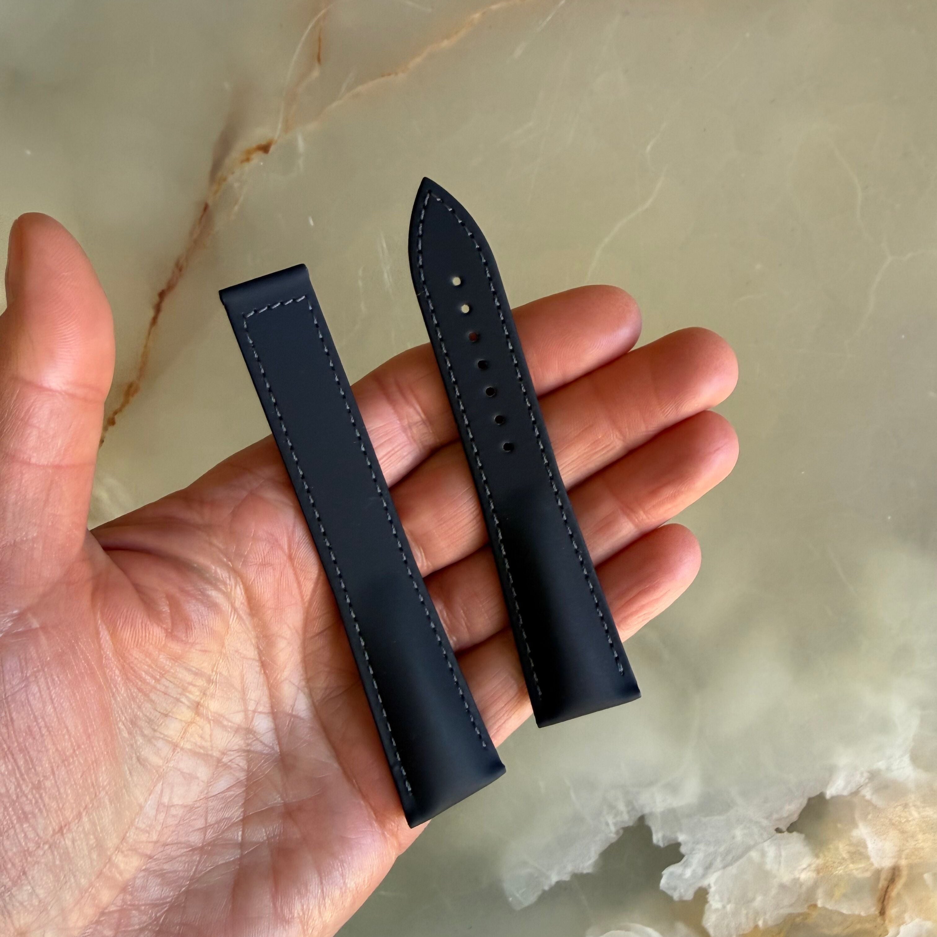 Authentic Blancpain Black Rubber Grey Stitching Watch Band Strap 20mm