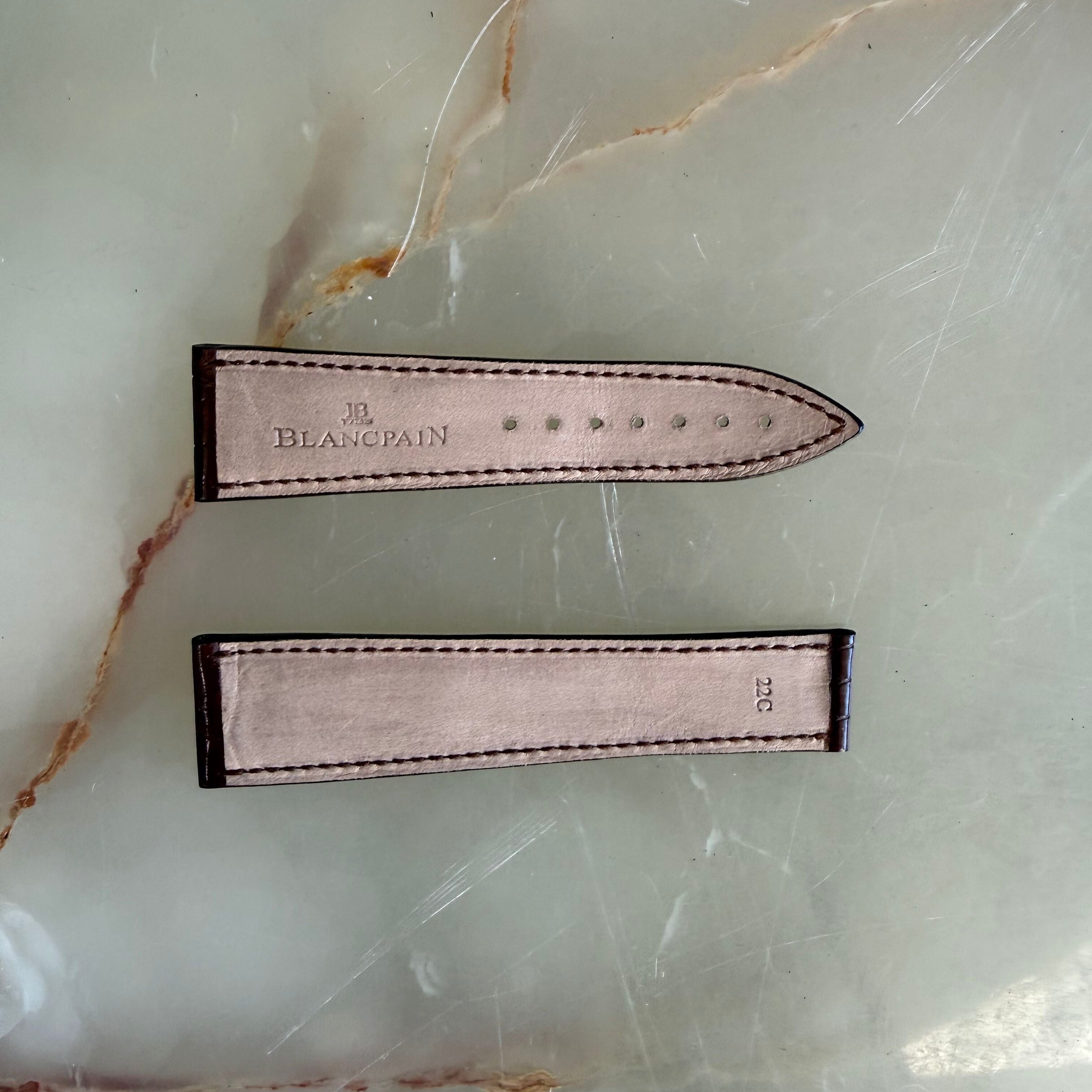 Authentic Blancpain Brown Alligator Watch Band Strap 22mm