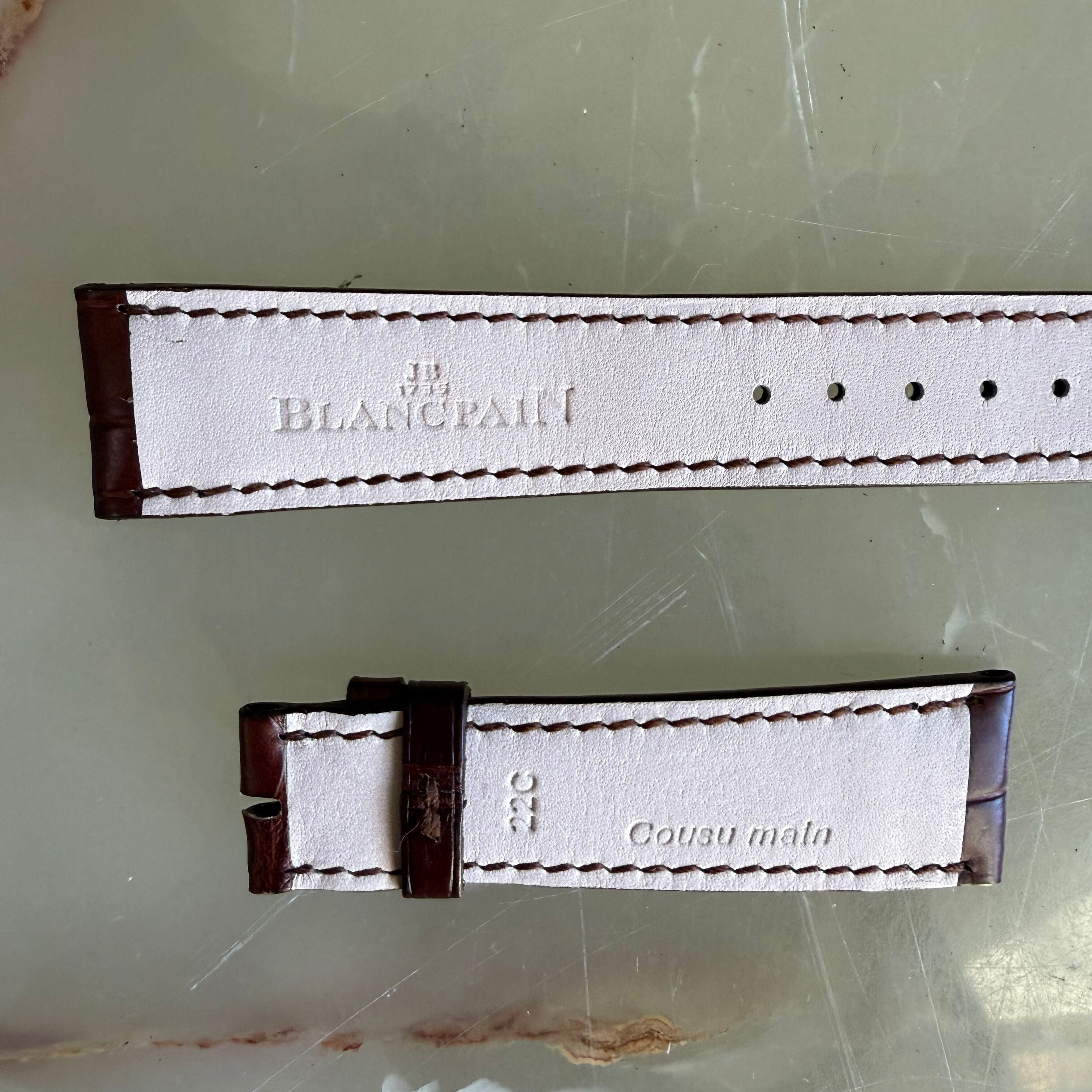 Authentic Blancpain Brown Alligator Watch Band Strap 19mm