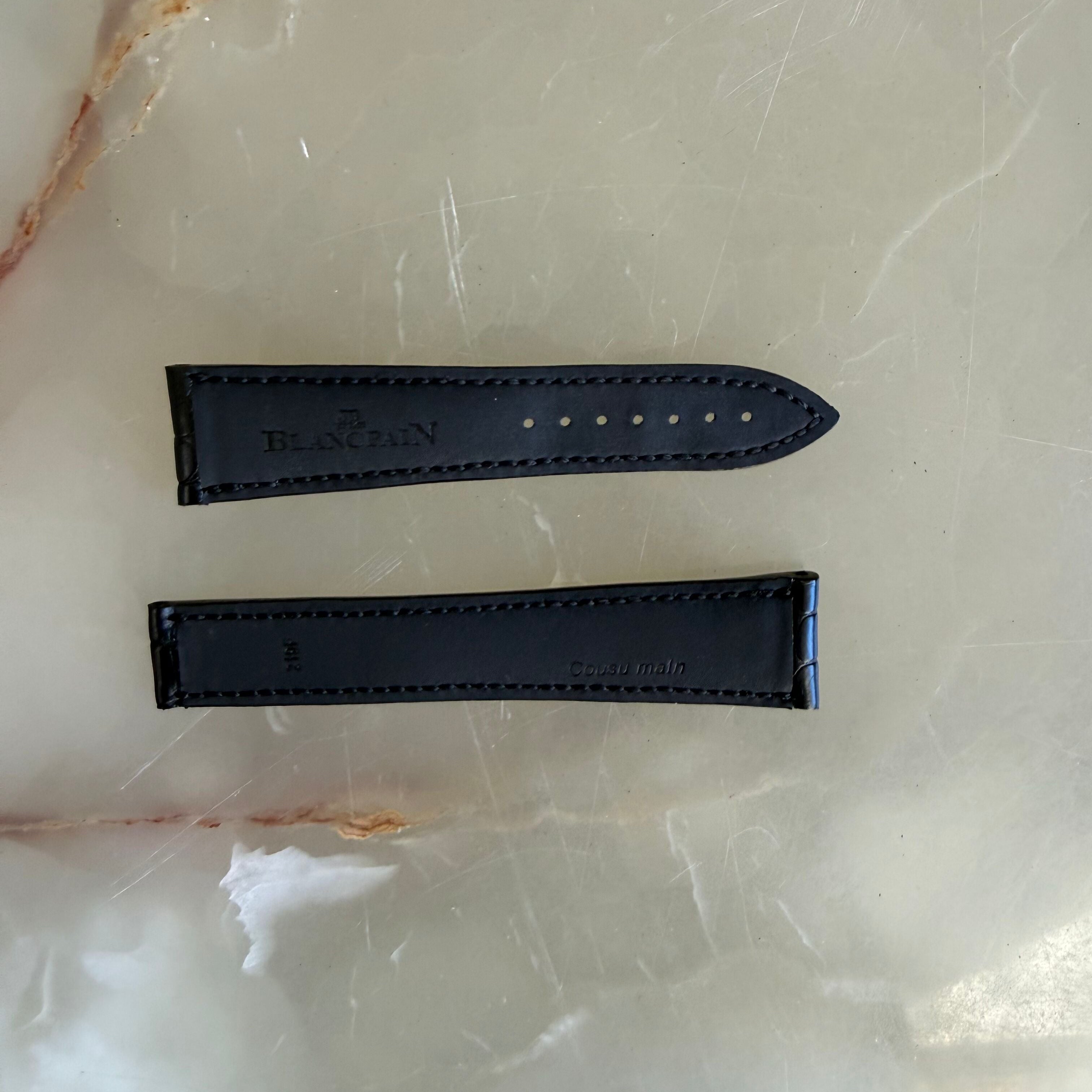 Authentic Blancpain Black Alligator Rubber Watch Band Strap 20.5mm