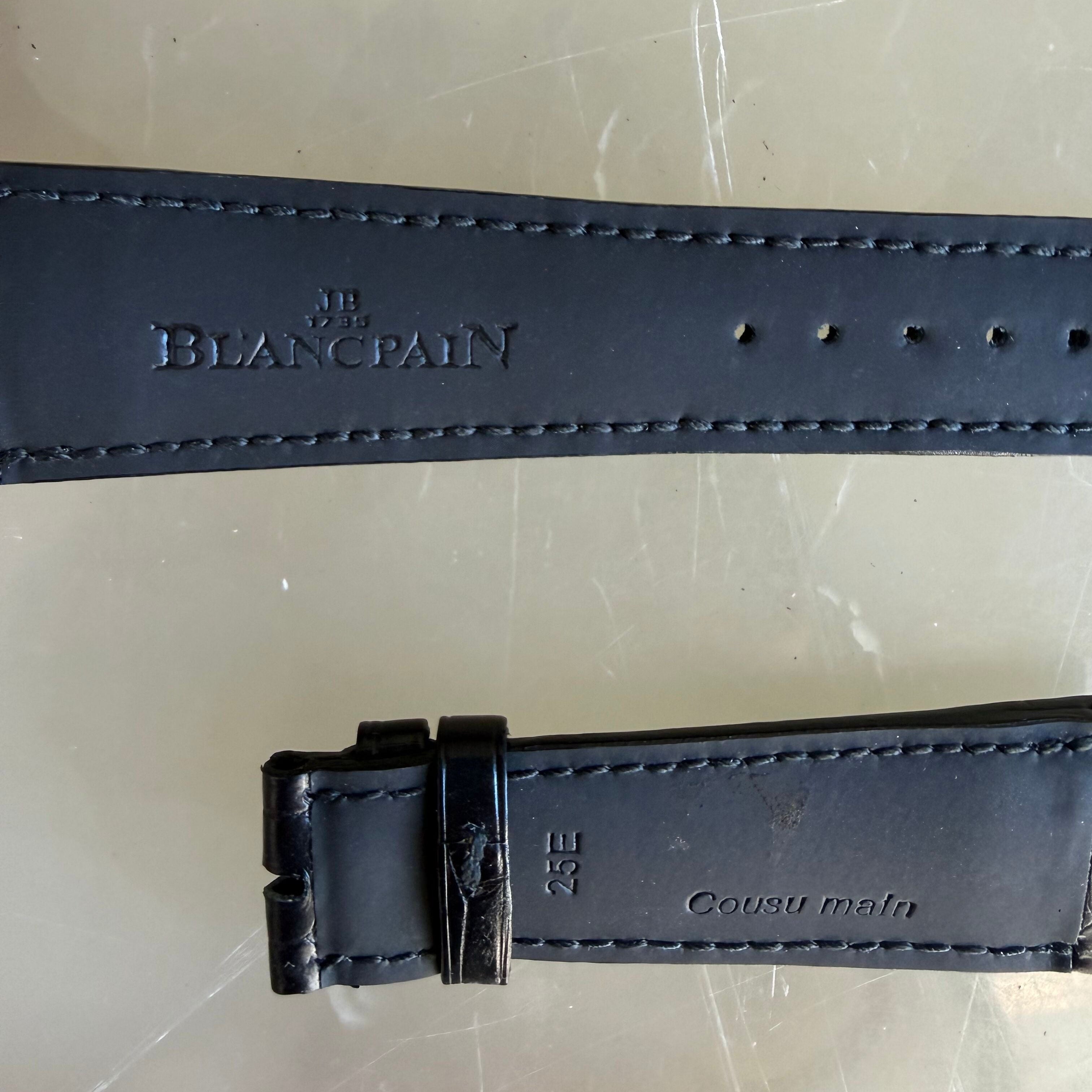 Authentic Blancpain Black Alligator Rubber Watch Strap Band 22mm