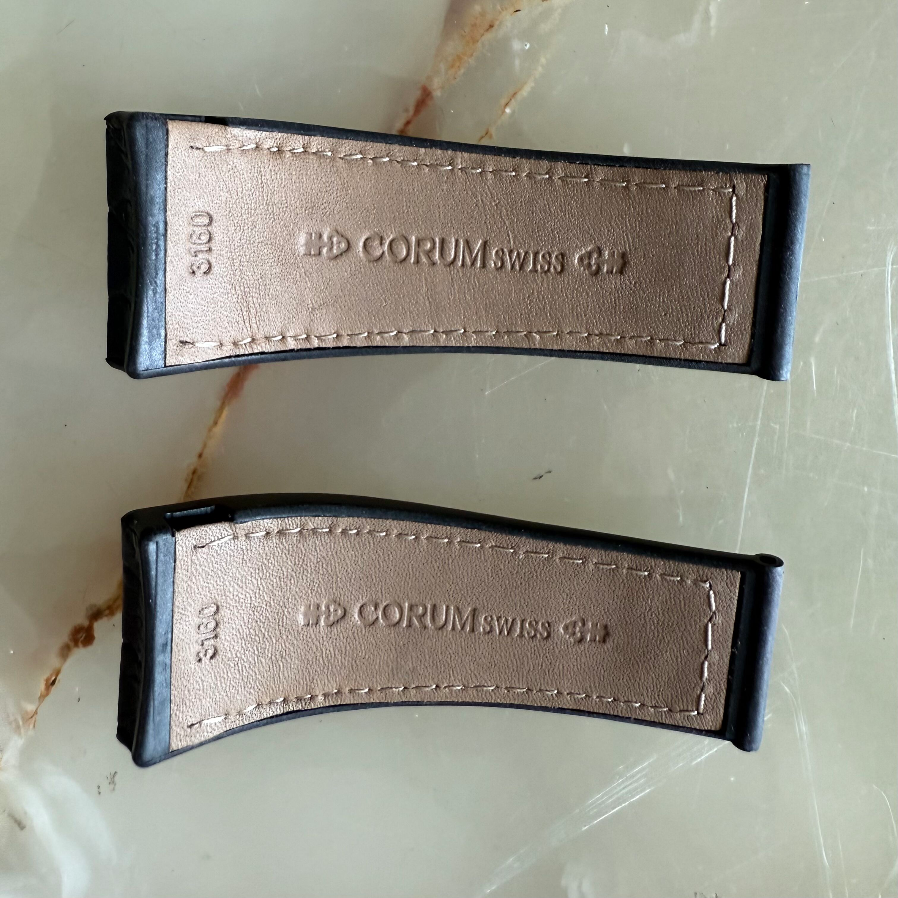 Authentic Corum Black Crocodile Watch Strap Band 22mm 3160