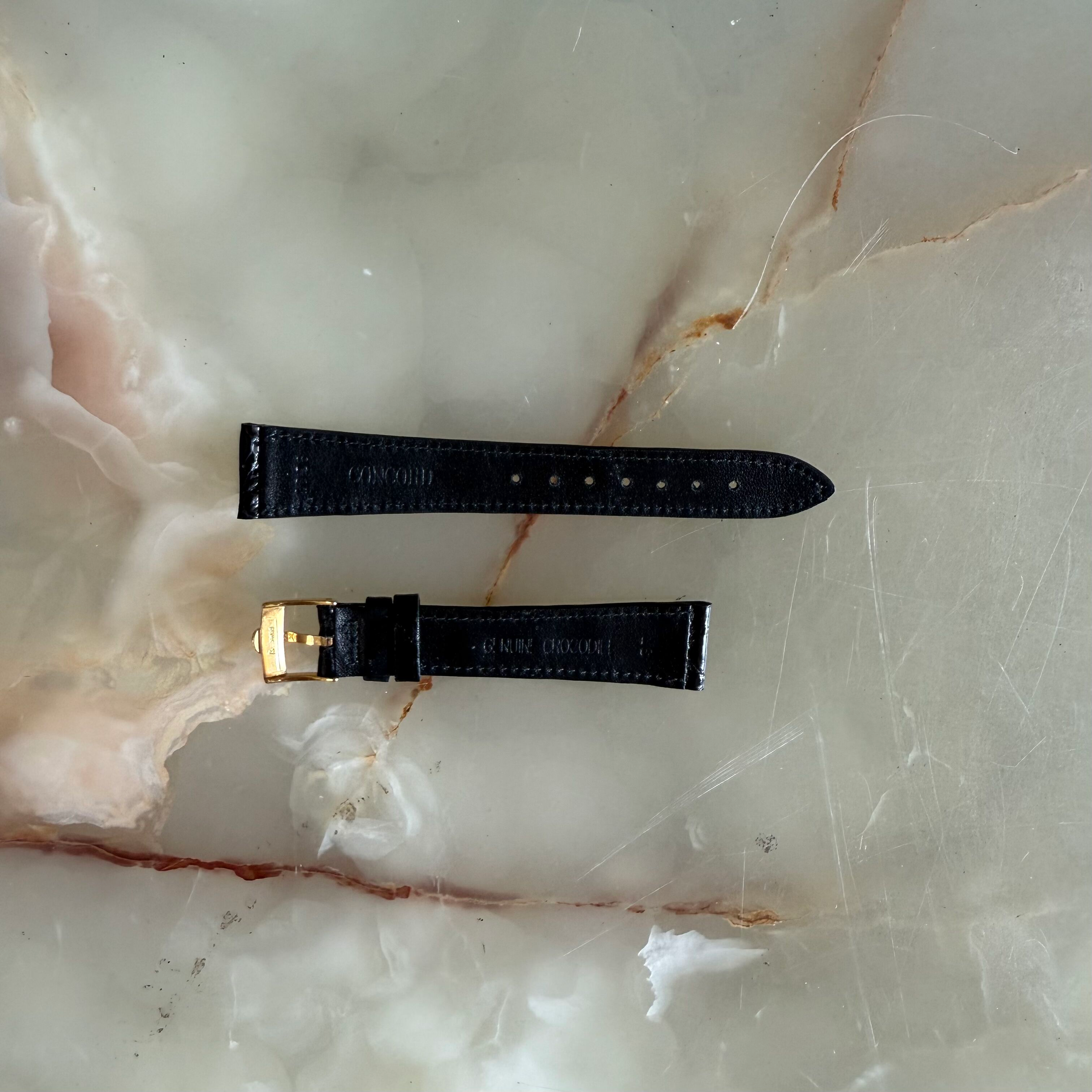 Authentic Concord Black Crocodile Watch Strap Band 18mm 1026
