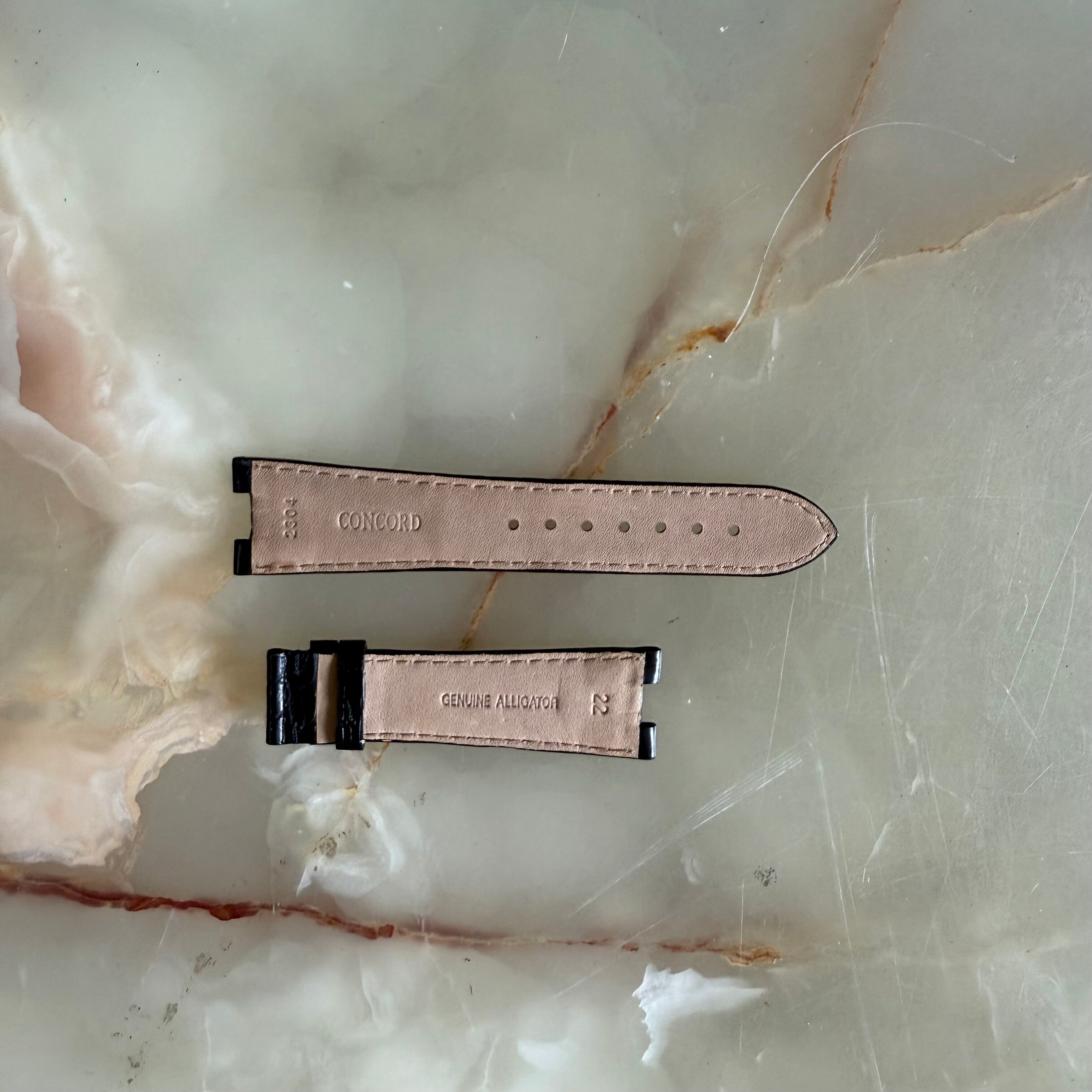 Authentic Concord Black Crocodile Watch Strap Band 22mm 2304