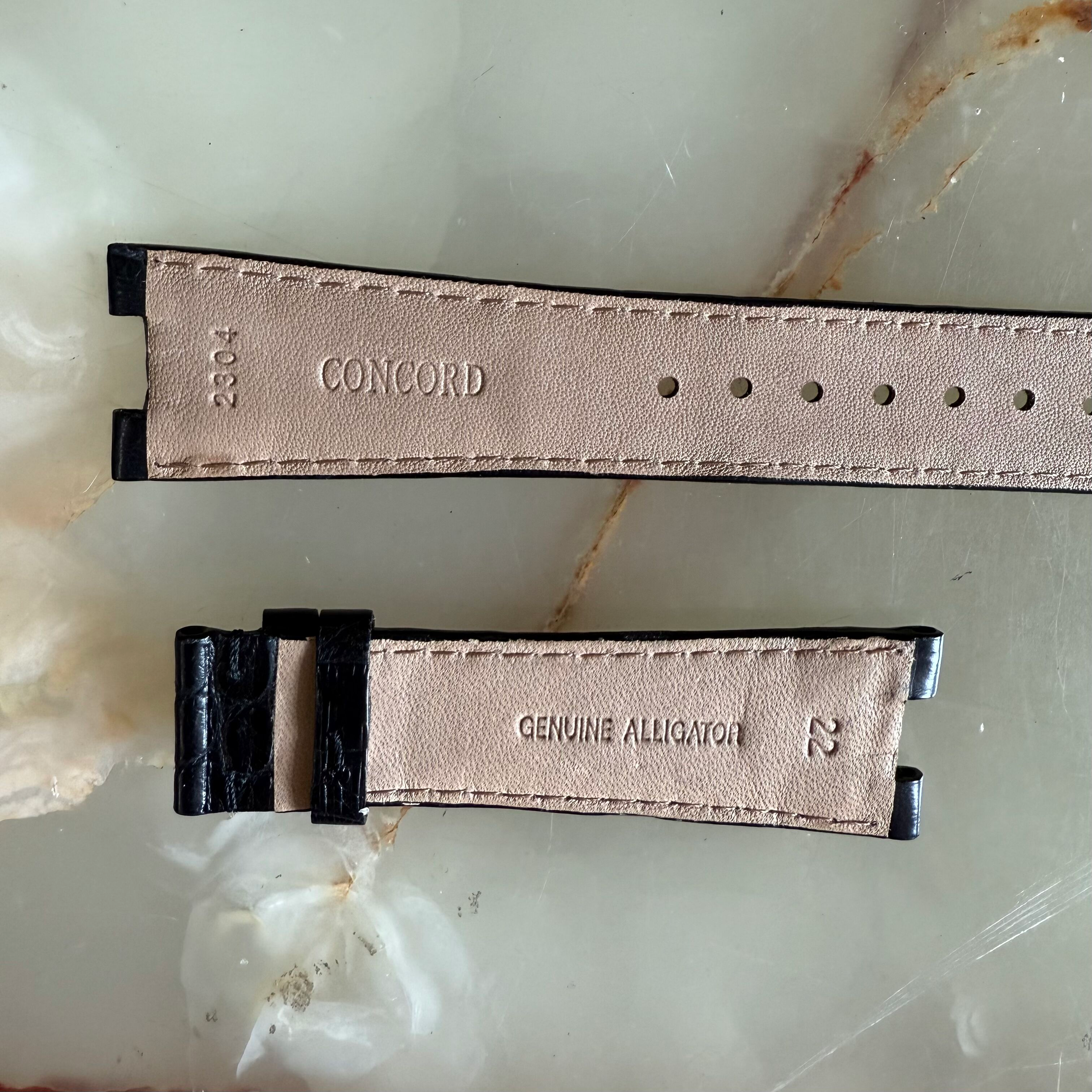 Authentic Concord Black Crocodile Watch Strap Band 22mm 2304