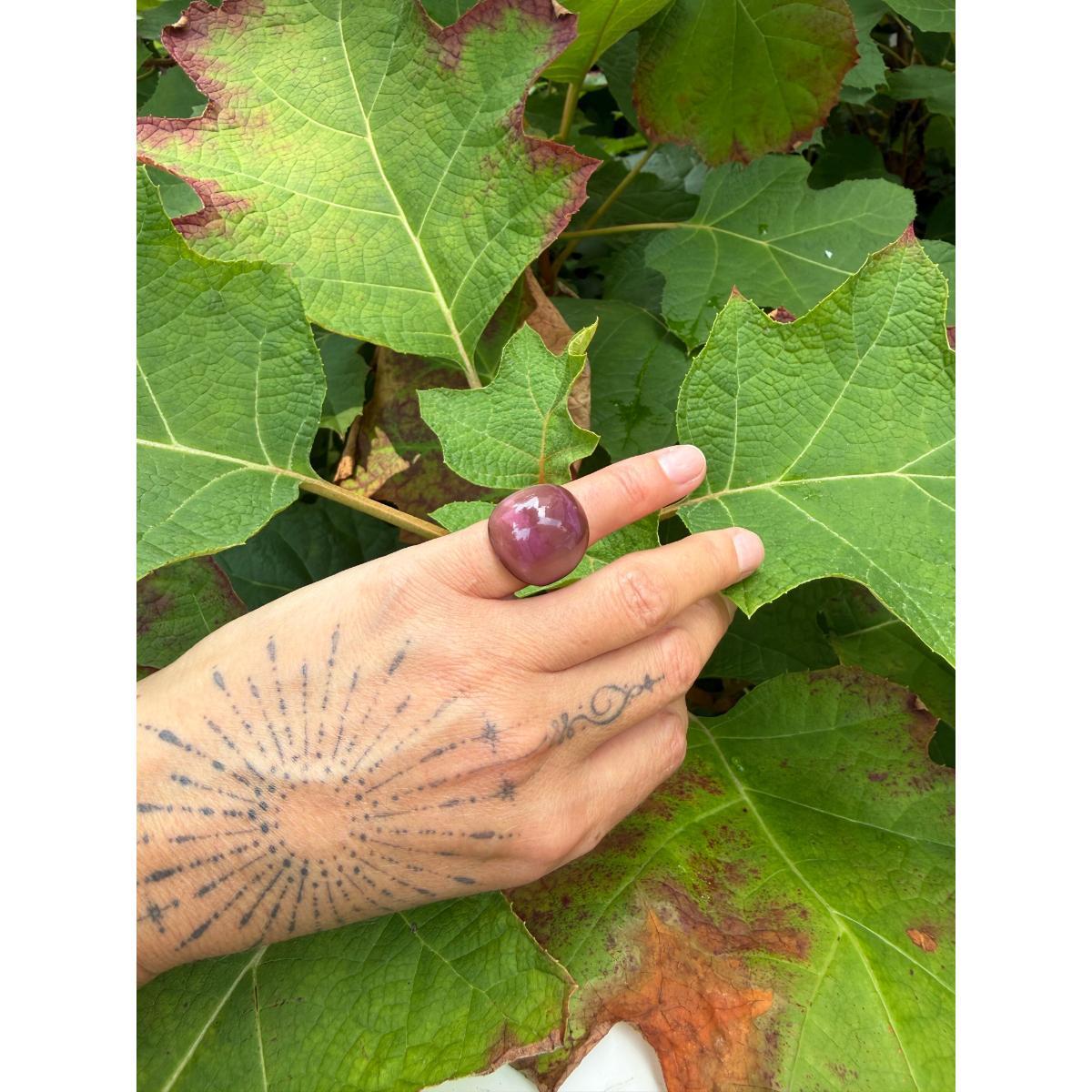 Lalique Cabochon Mauve Crystal Ring 6491200