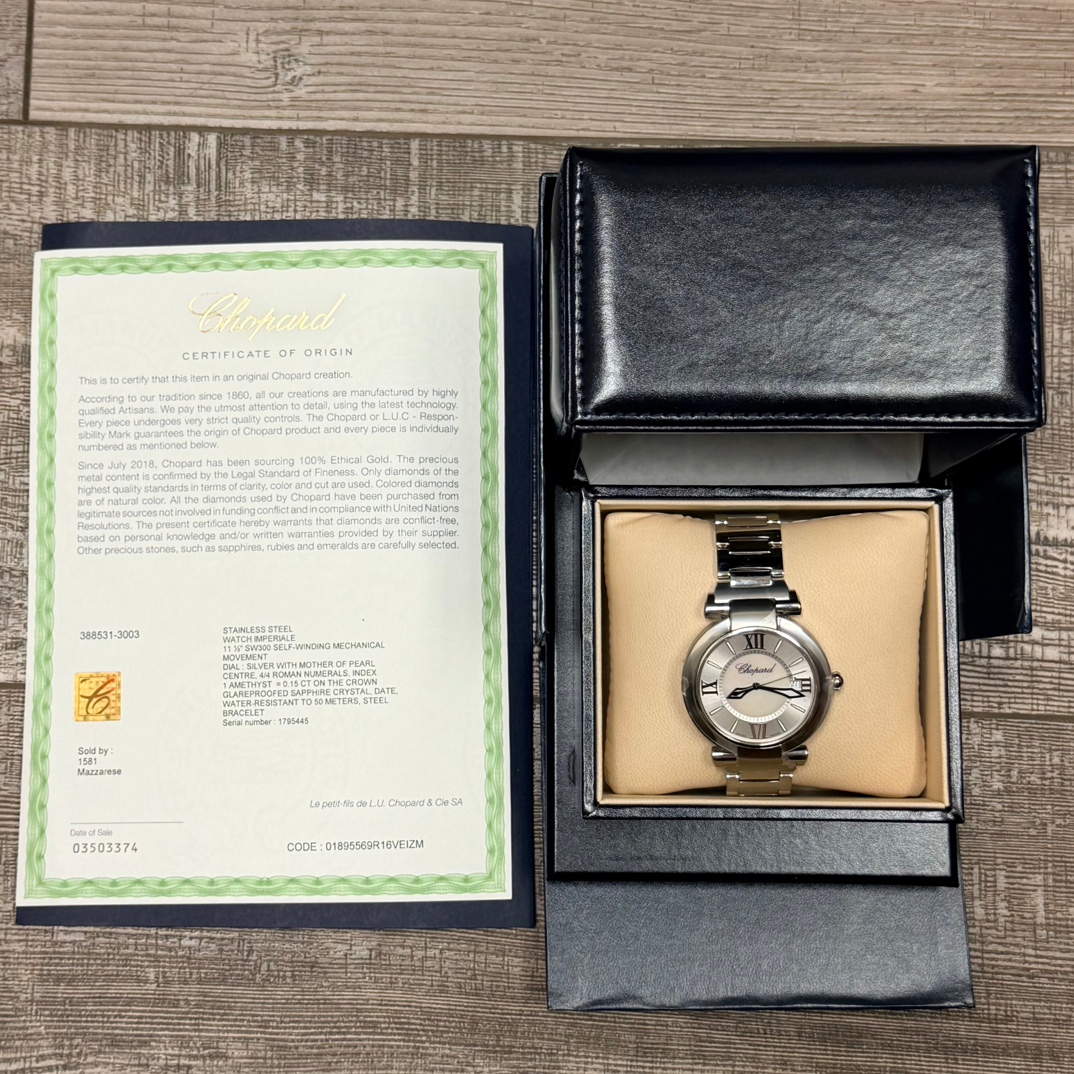 Chopard Imperiale Steel Mother of Pearl Watch 1795445-8531