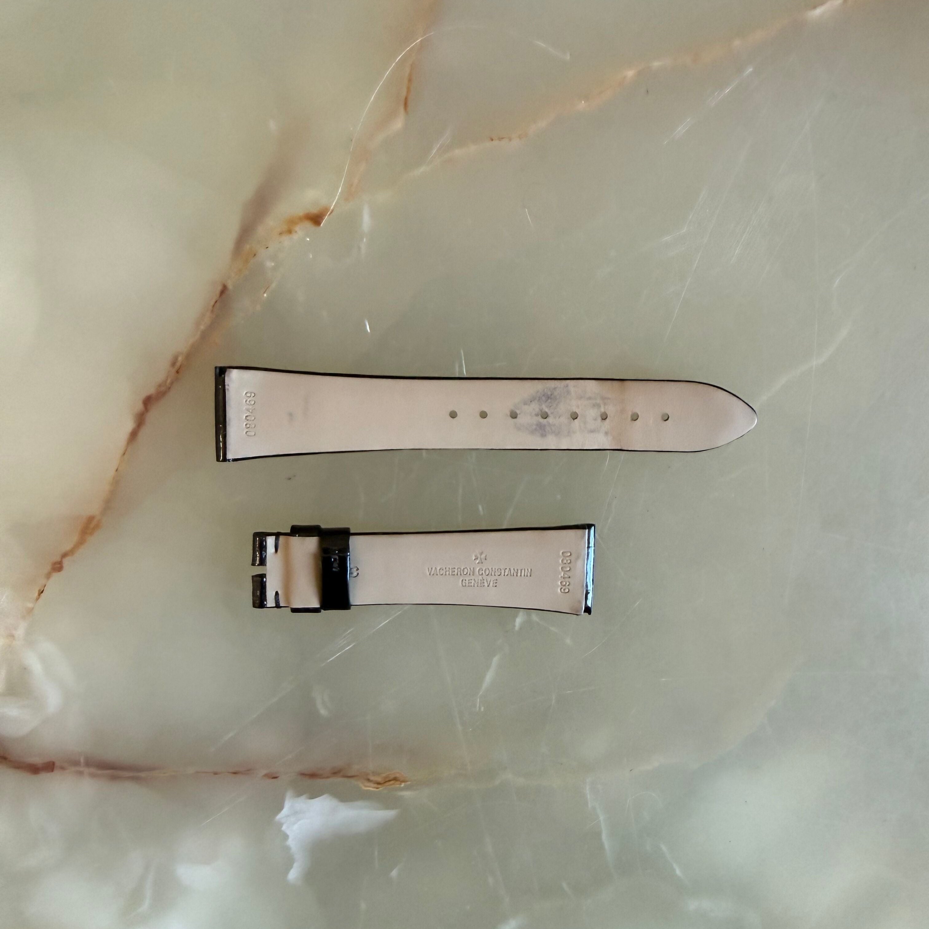 Authentic Vacheron Constantin Alligator Black Shiny Watch Band Strap 20mm