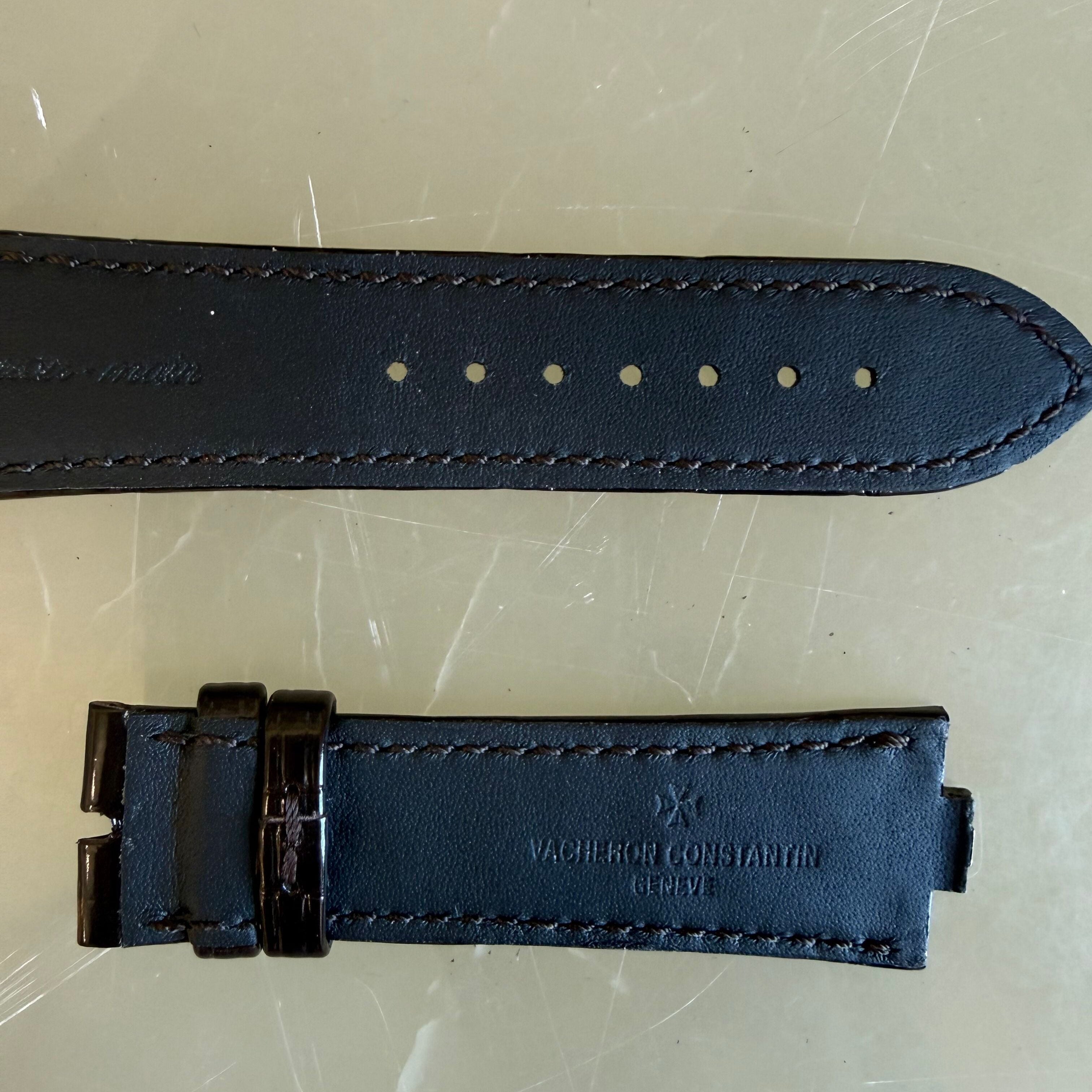 Authentic Vacheron Constantin Overseas Alligator Dark Brown Shiny Watch Band Strap 22mm