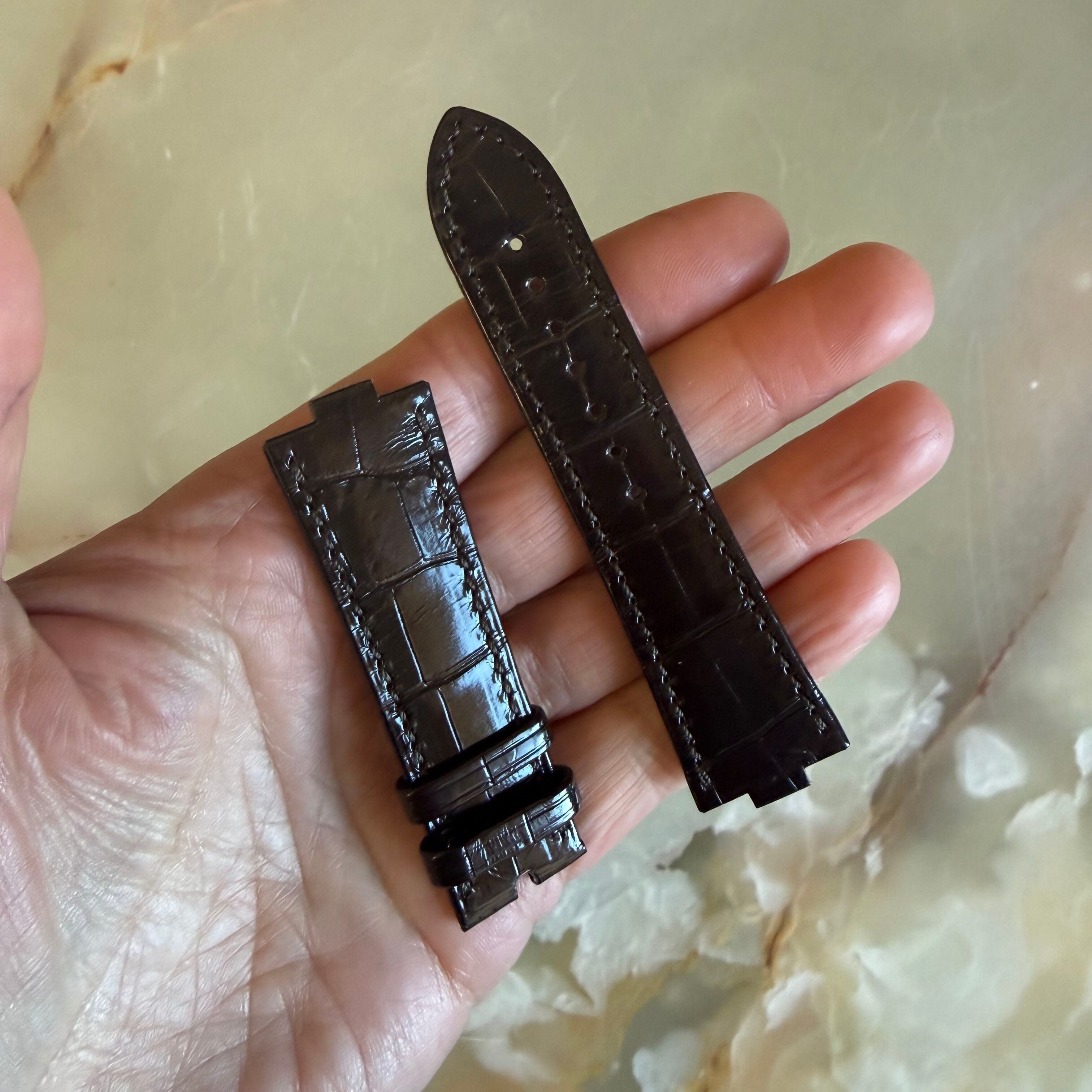 Authentic Vacheron Constantin Overseas Alligator Dark Brown Shiny Watch Band Strap 22mm