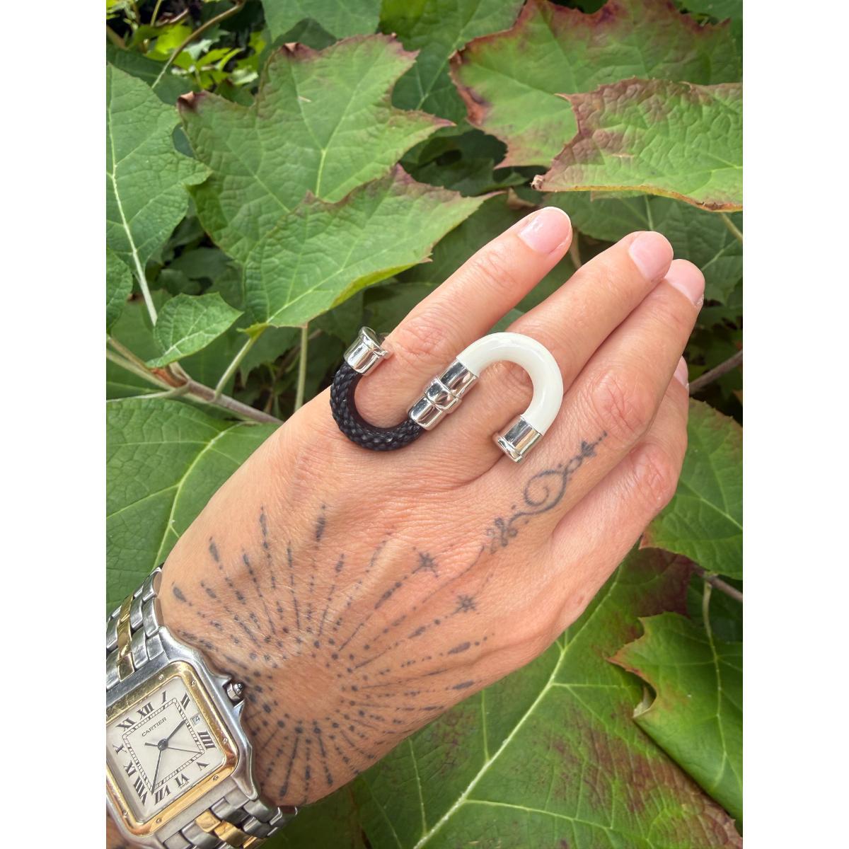 Lalique 1927 Double Finger Silver Plated Ring 10651400