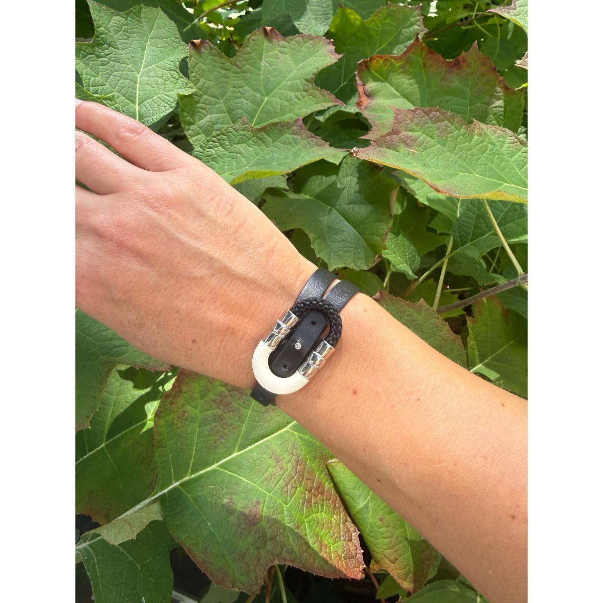 Lalique 1927 Silver Plated Leather Wrap Bracelet 10651300