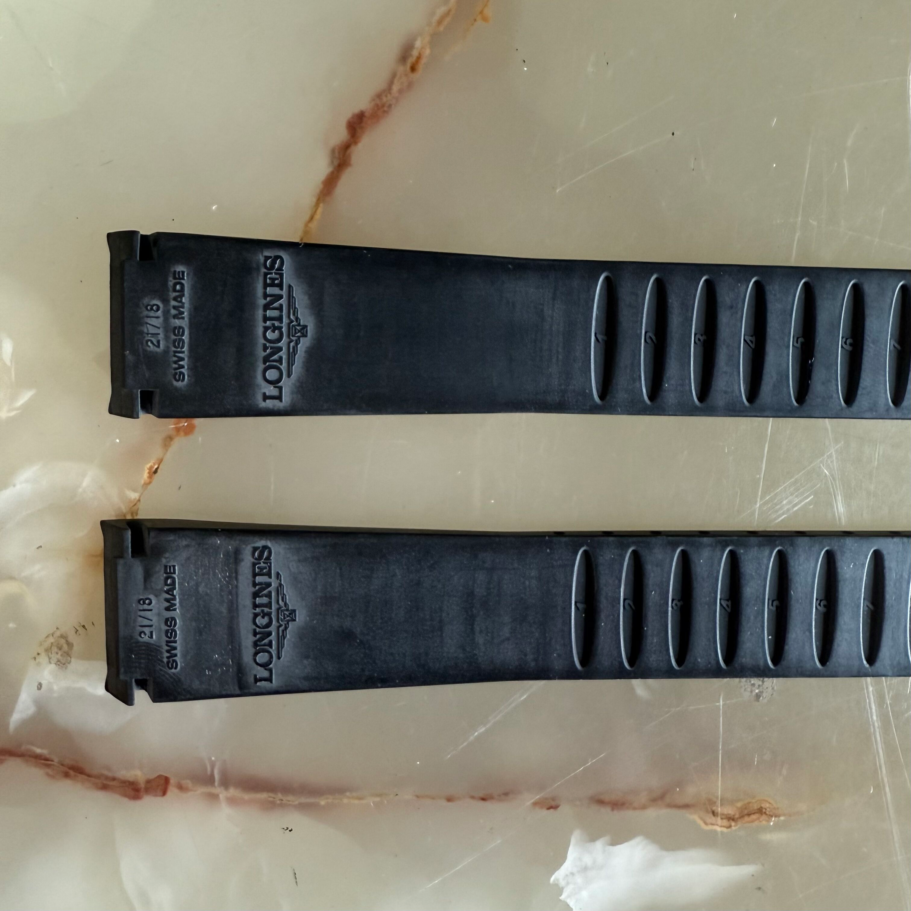 Authentic Longines Black Rubber Watch Strap Band 21mm L682100424