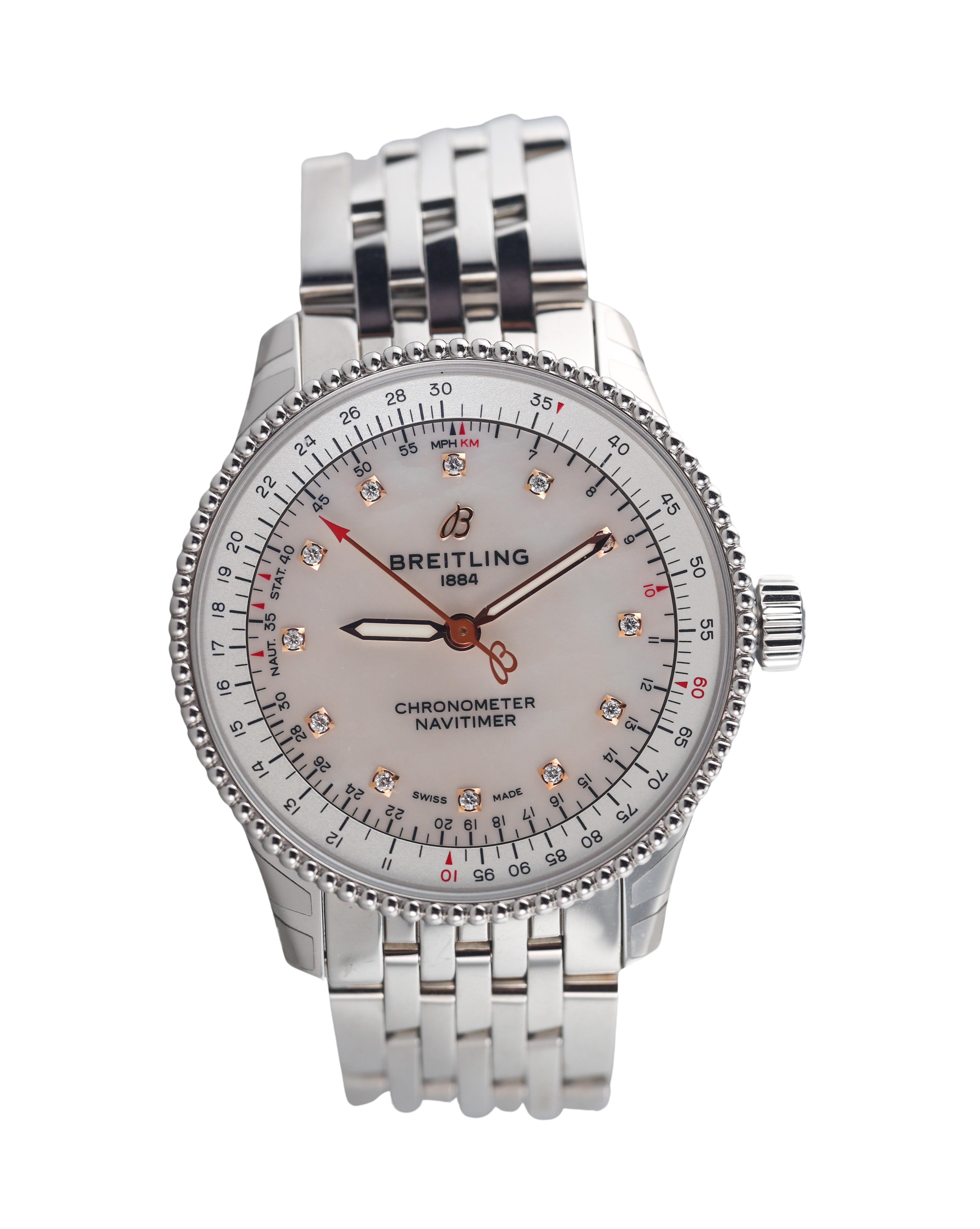 Breitling Navitimer Chronometer Diamond MOP Dial Automatic Watch A17395