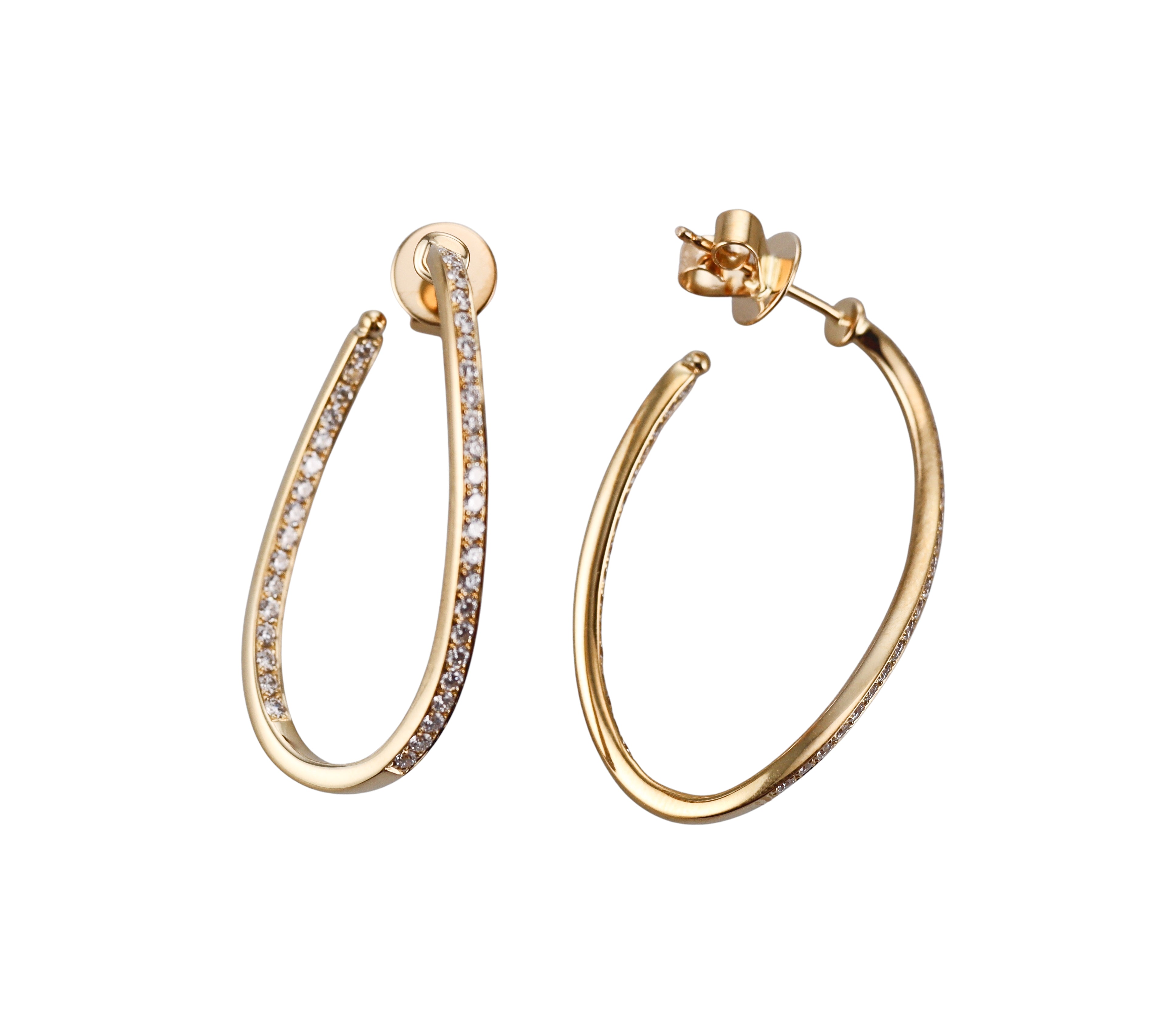 Memoire by Hearts on Fire 18k Gold Diamond Twist Hoops Earrings