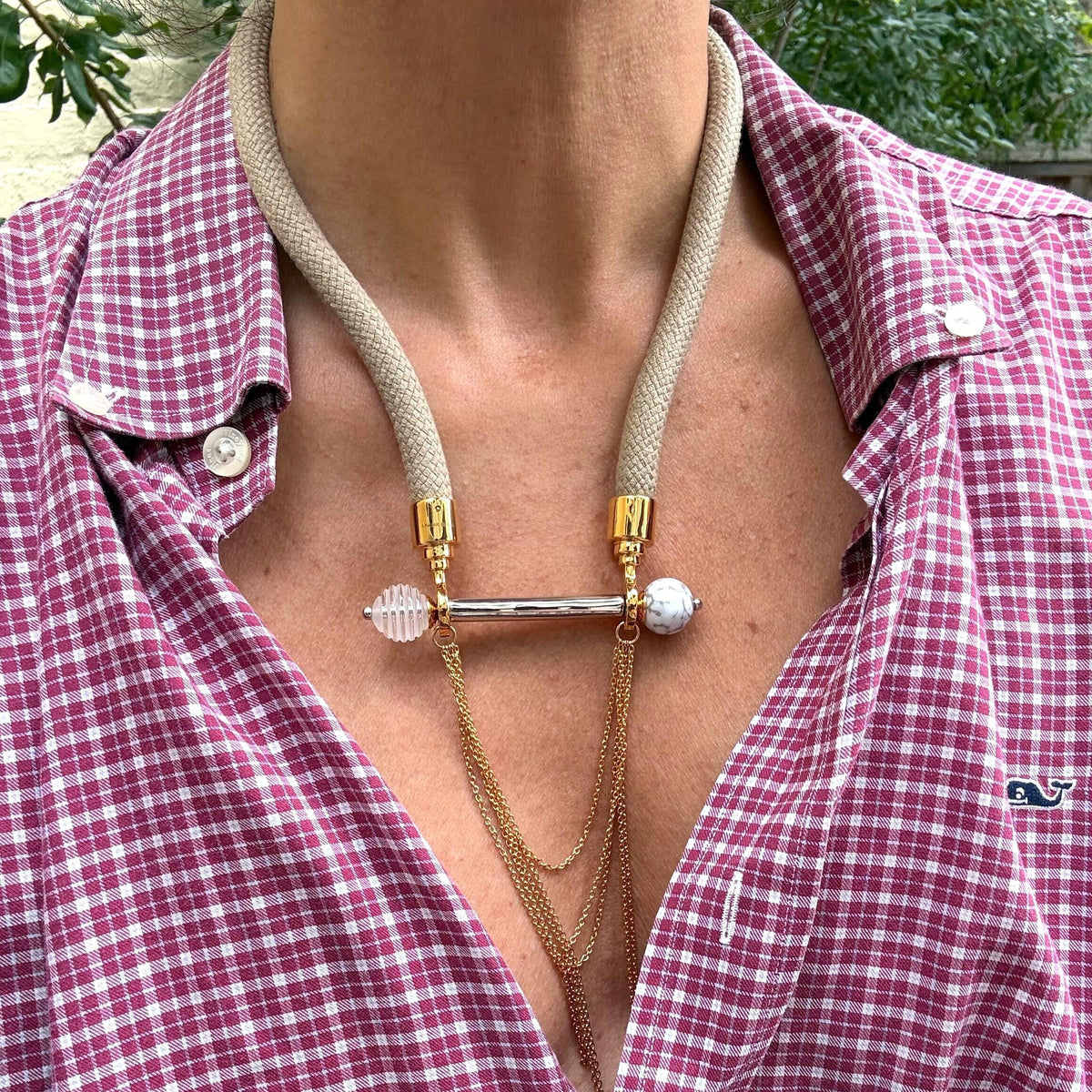 Lalique 1928 Pendant Crystal Marble Gold Plate Brown Cord Necklace 10653000