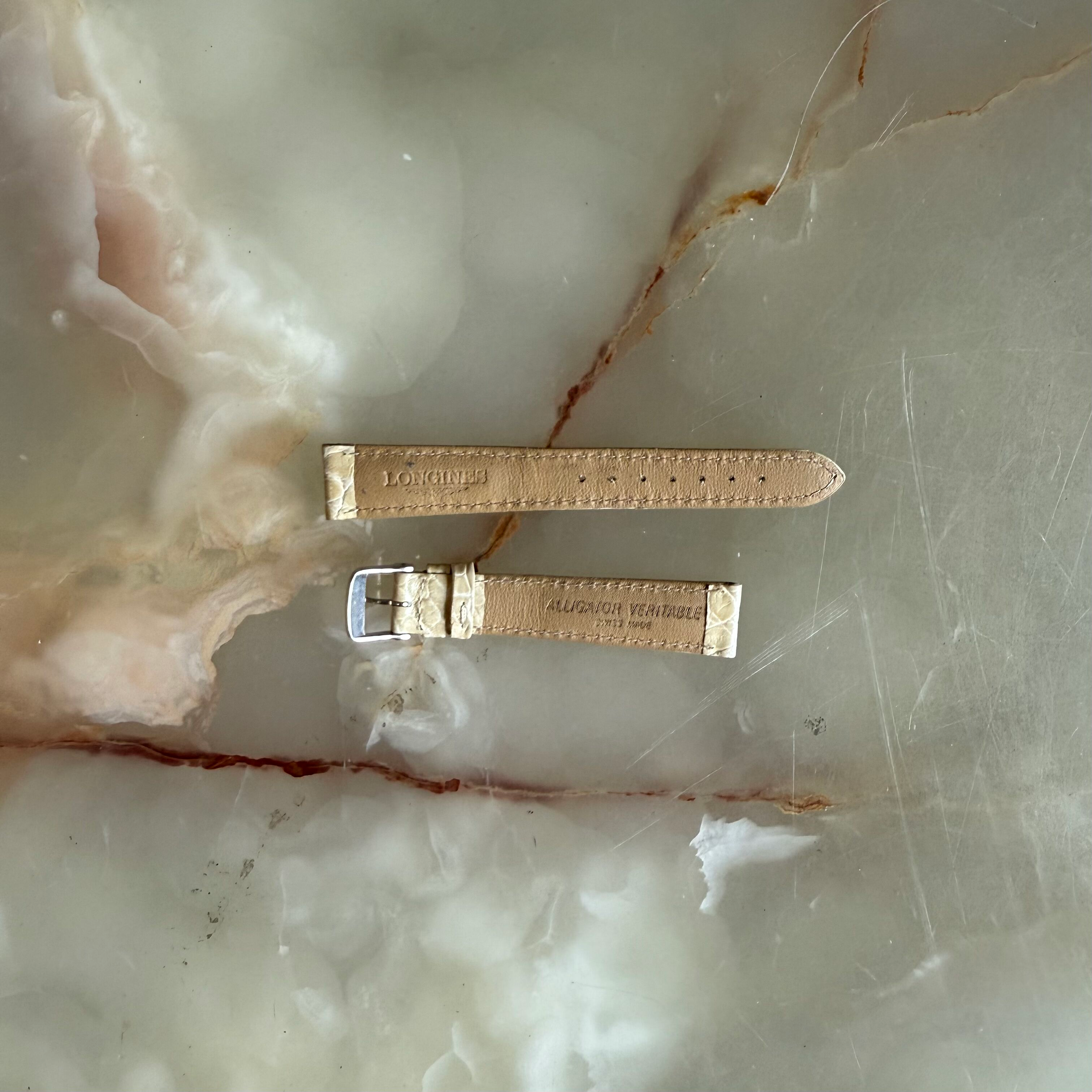 Authentic Longines Beige Alligator Watch Strap Band 15mm w Buckle