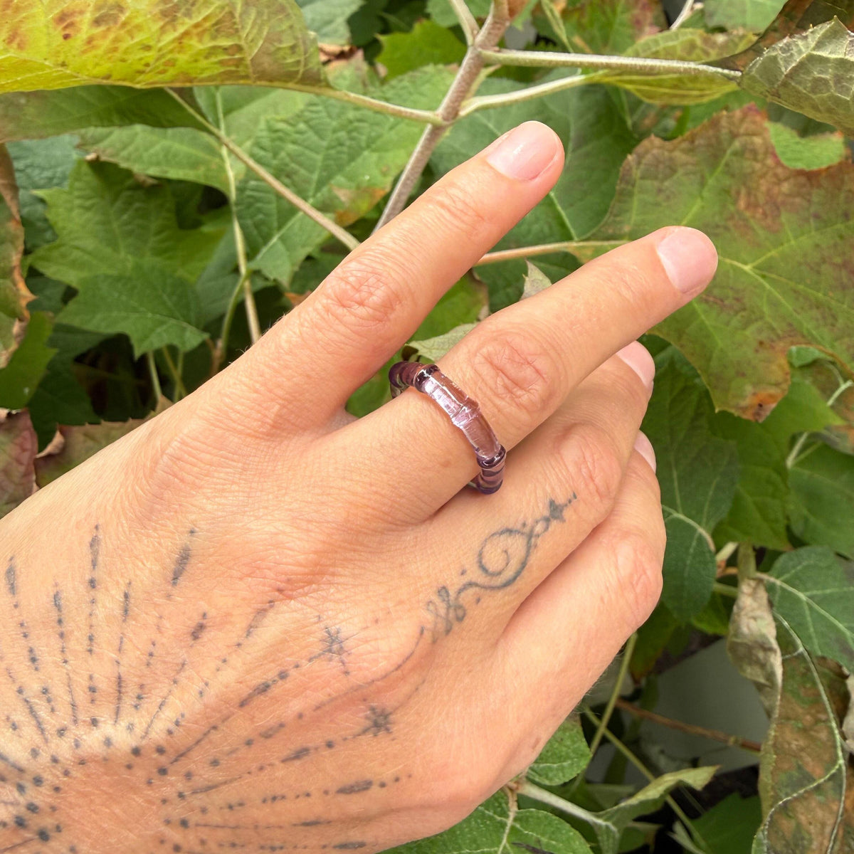 Lalique Soulmates Mauve Crystal Band Ring 10316500