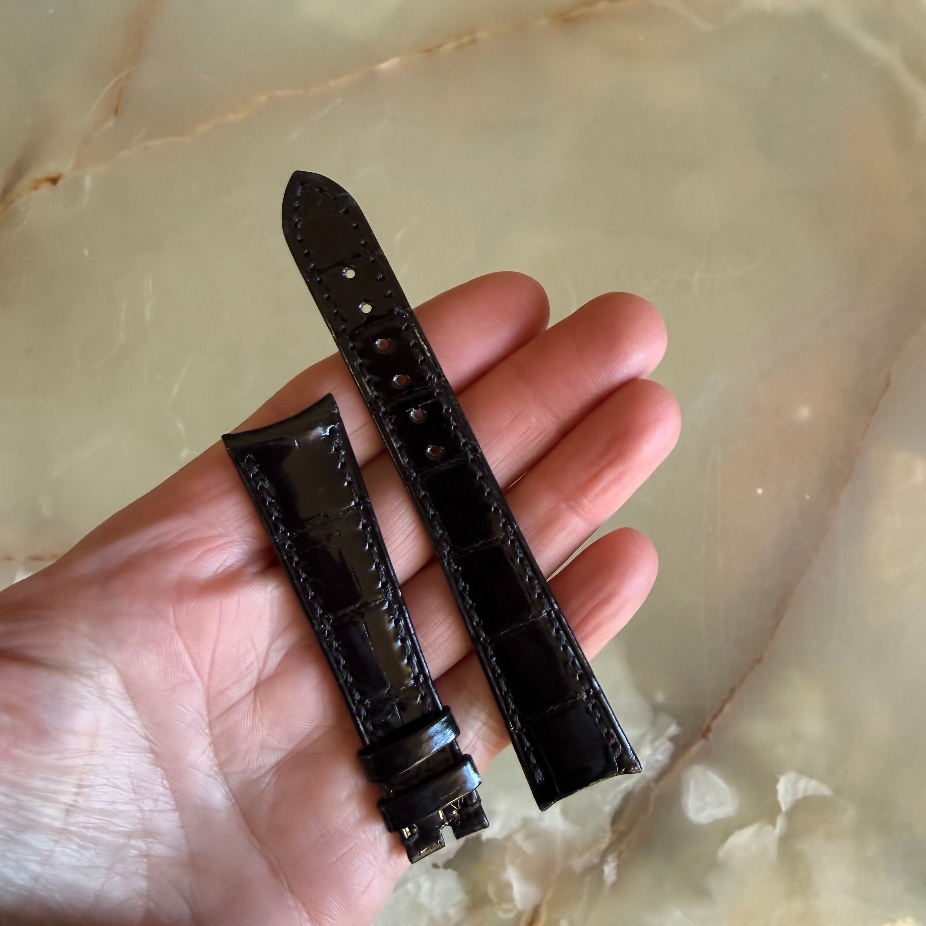 Authentic Audemars Piguet Black Crocodile Shiny Watch Band Strap 18.5mm