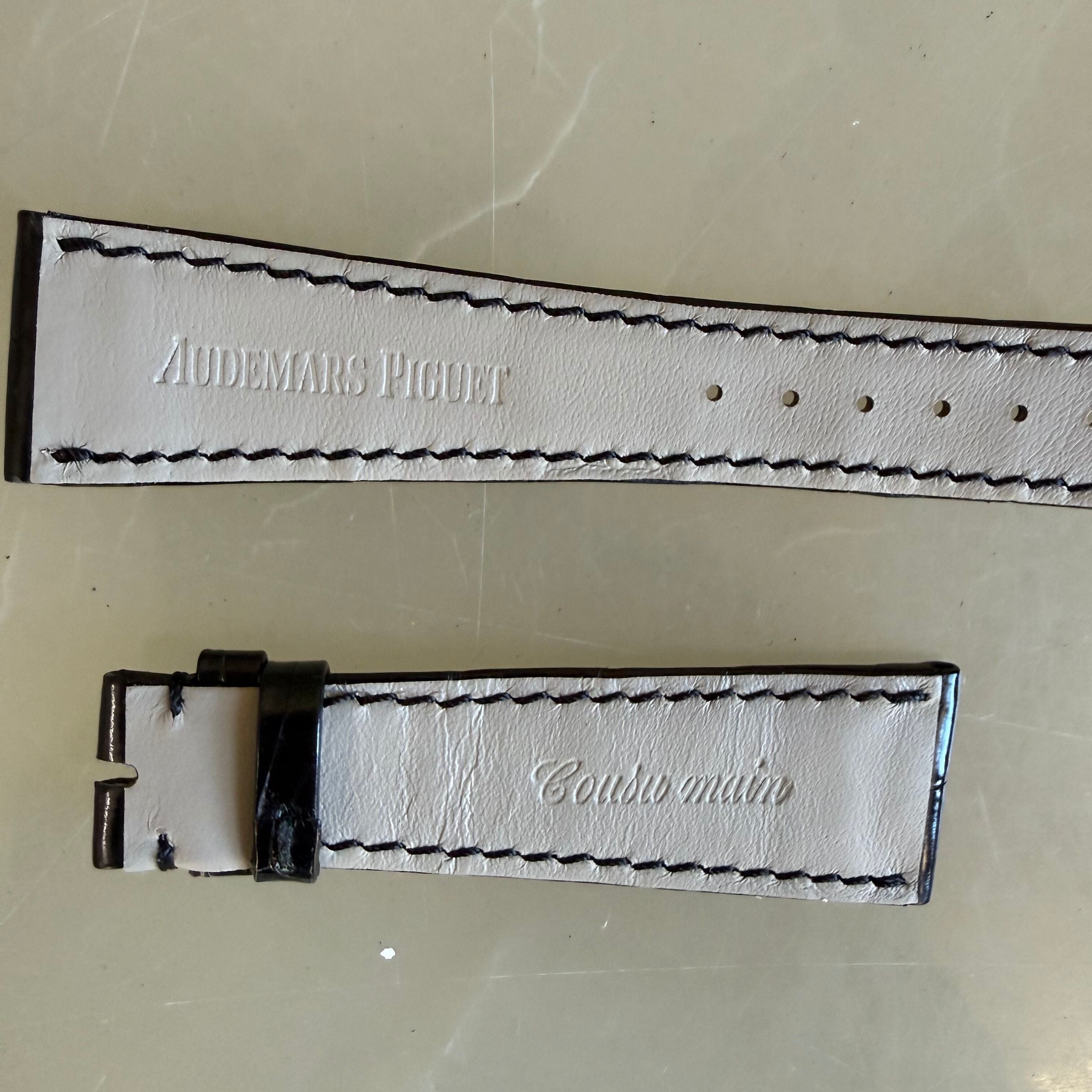 Authentic Audemars Piguet Black Crocodile Shiny Watch Band Strap 22.5mm