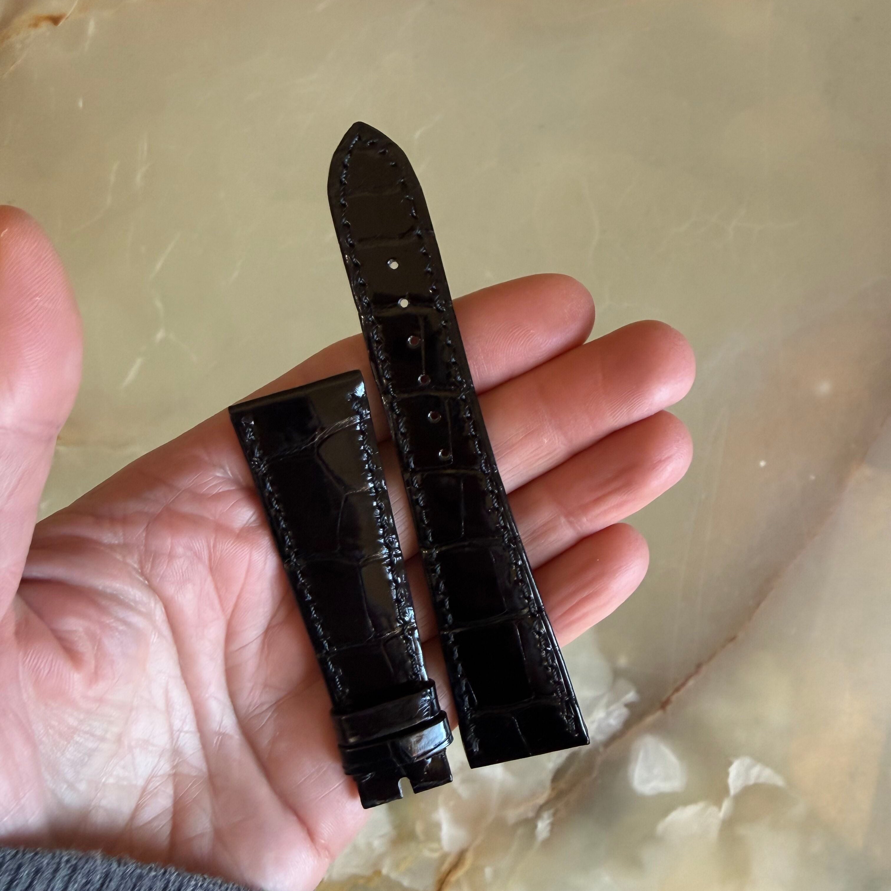 Authentic Audemars Piguet Black Crocodile Shiny Watch Band Strap 22.5mm