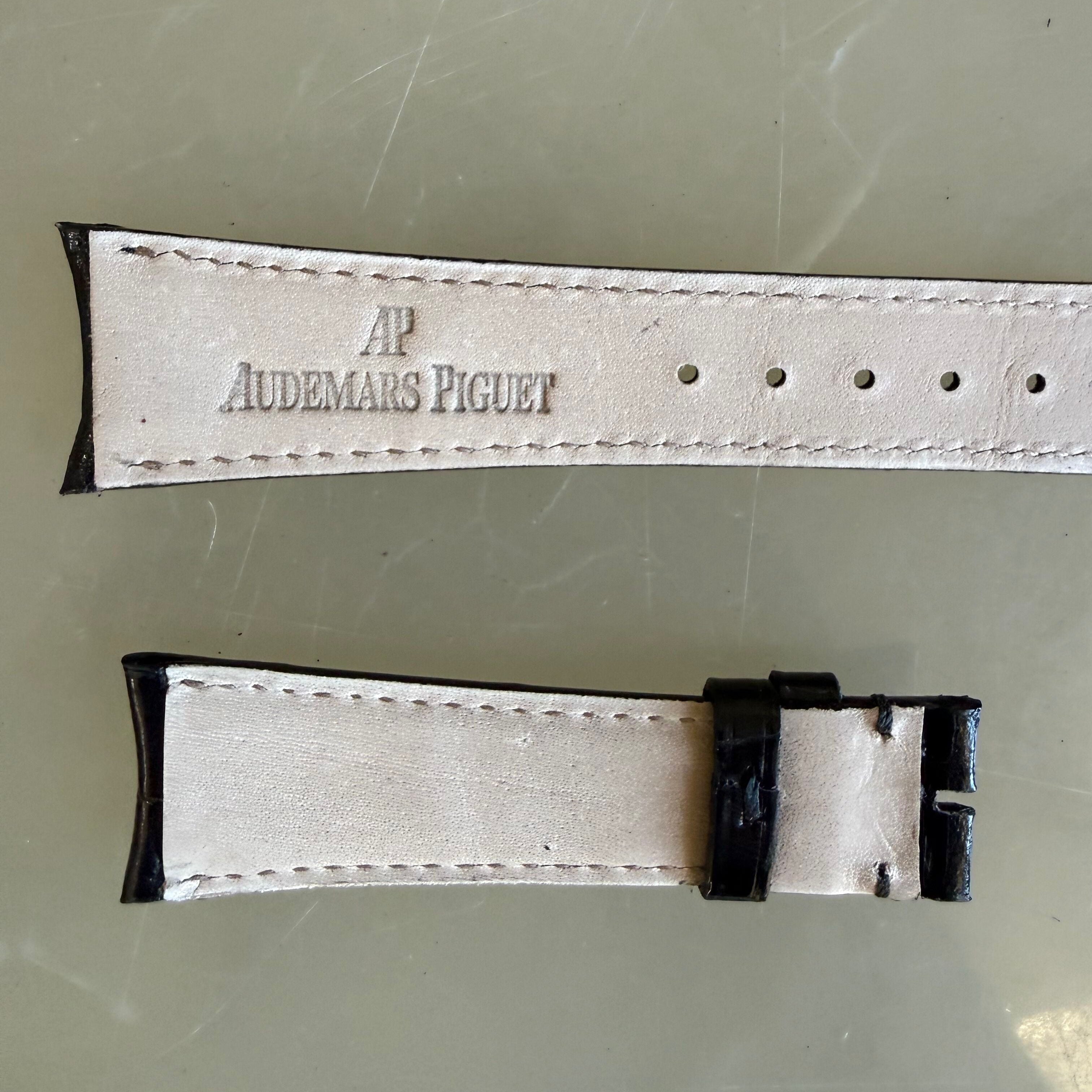 Authentic Audemars Piguet Black Alligator Shiny Watch Band Strap 20.5mm