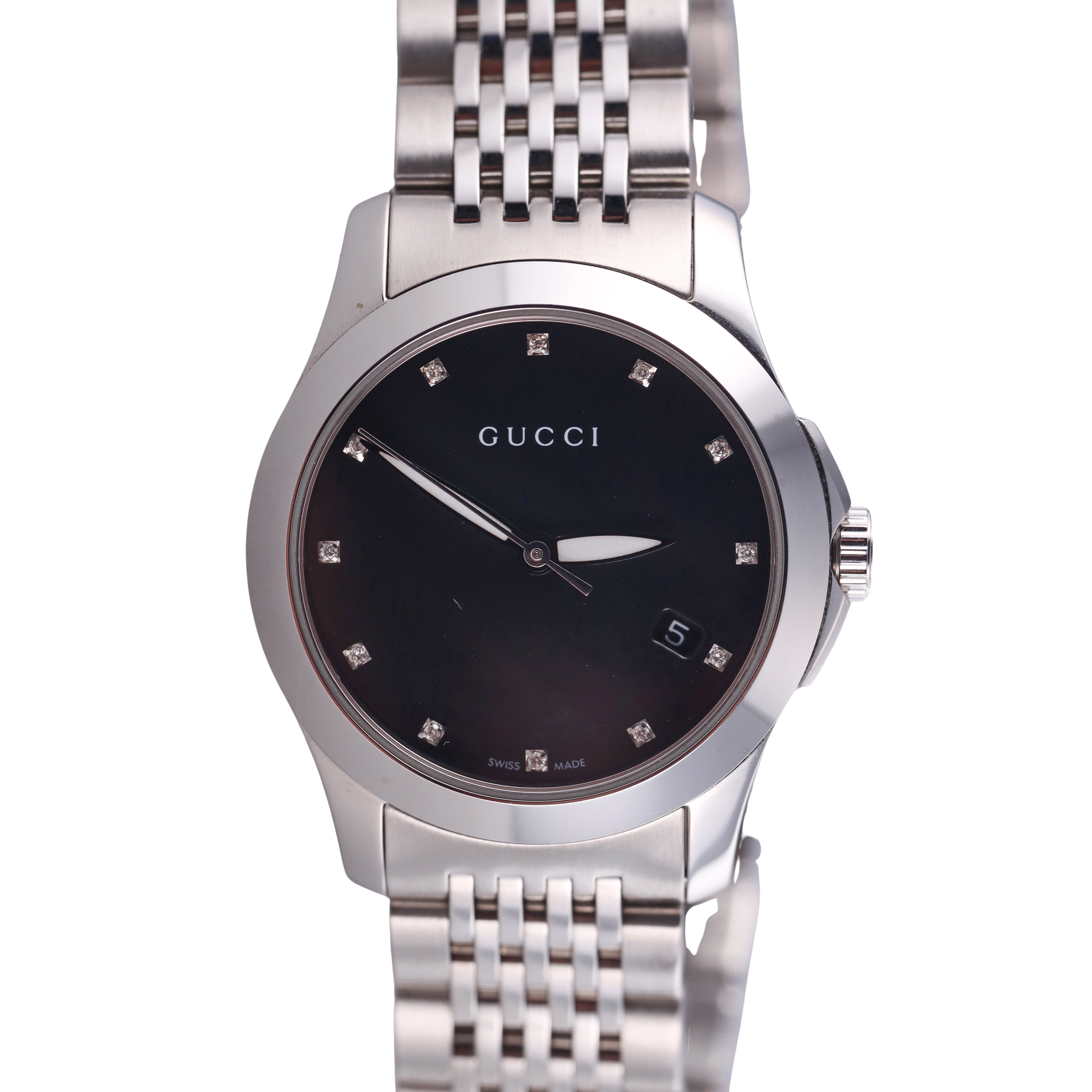 Gucci G-Timeless Diamond Black MOP Quartz Watch 126.5