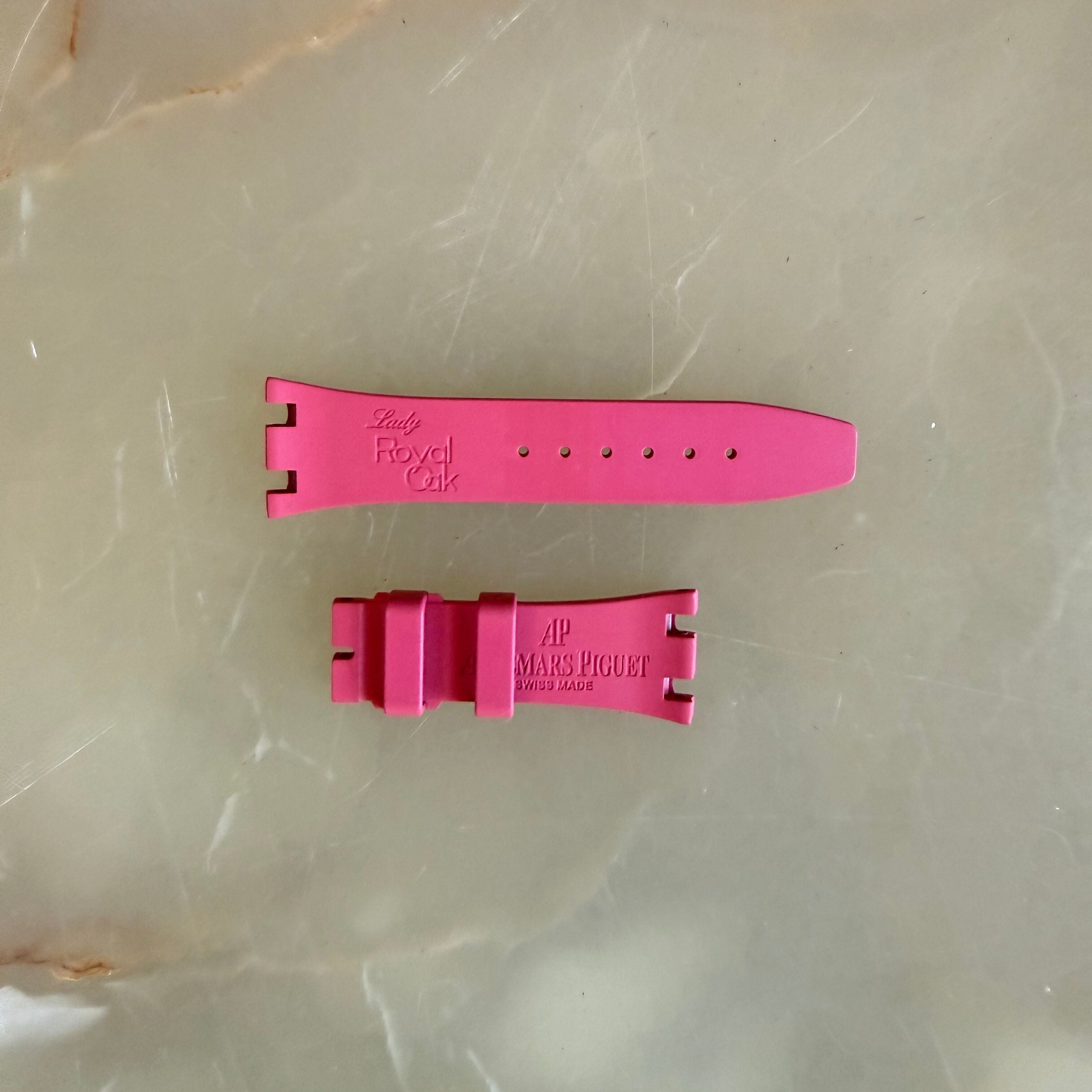 Authentic Audemars Piguet Lady Royal Oak Pink Rubber Watch Band Strap 21.5mm