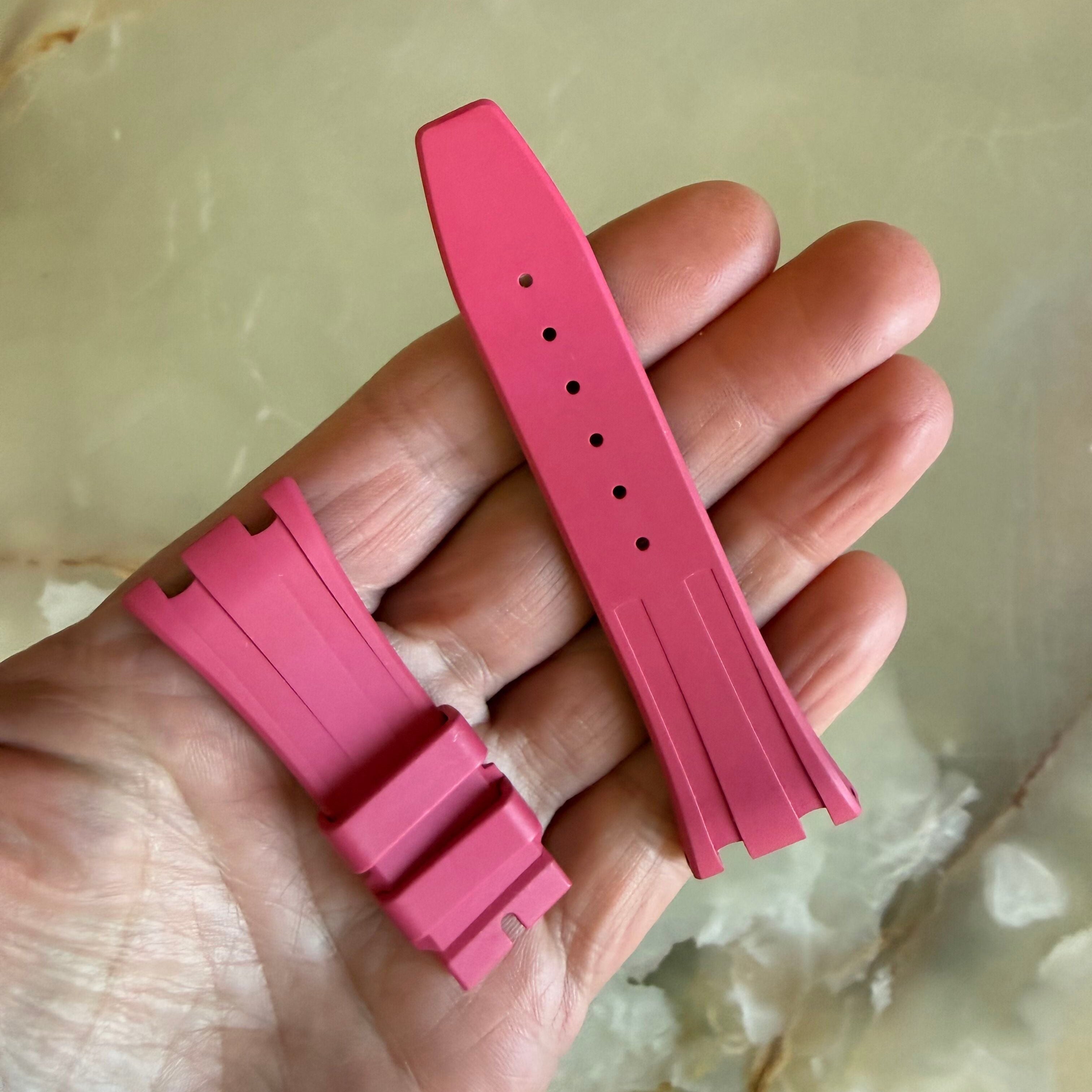 Authentic Audemars Piguet Lady Royal Oak Pink Rubber Watch Band Strap 21.5mm