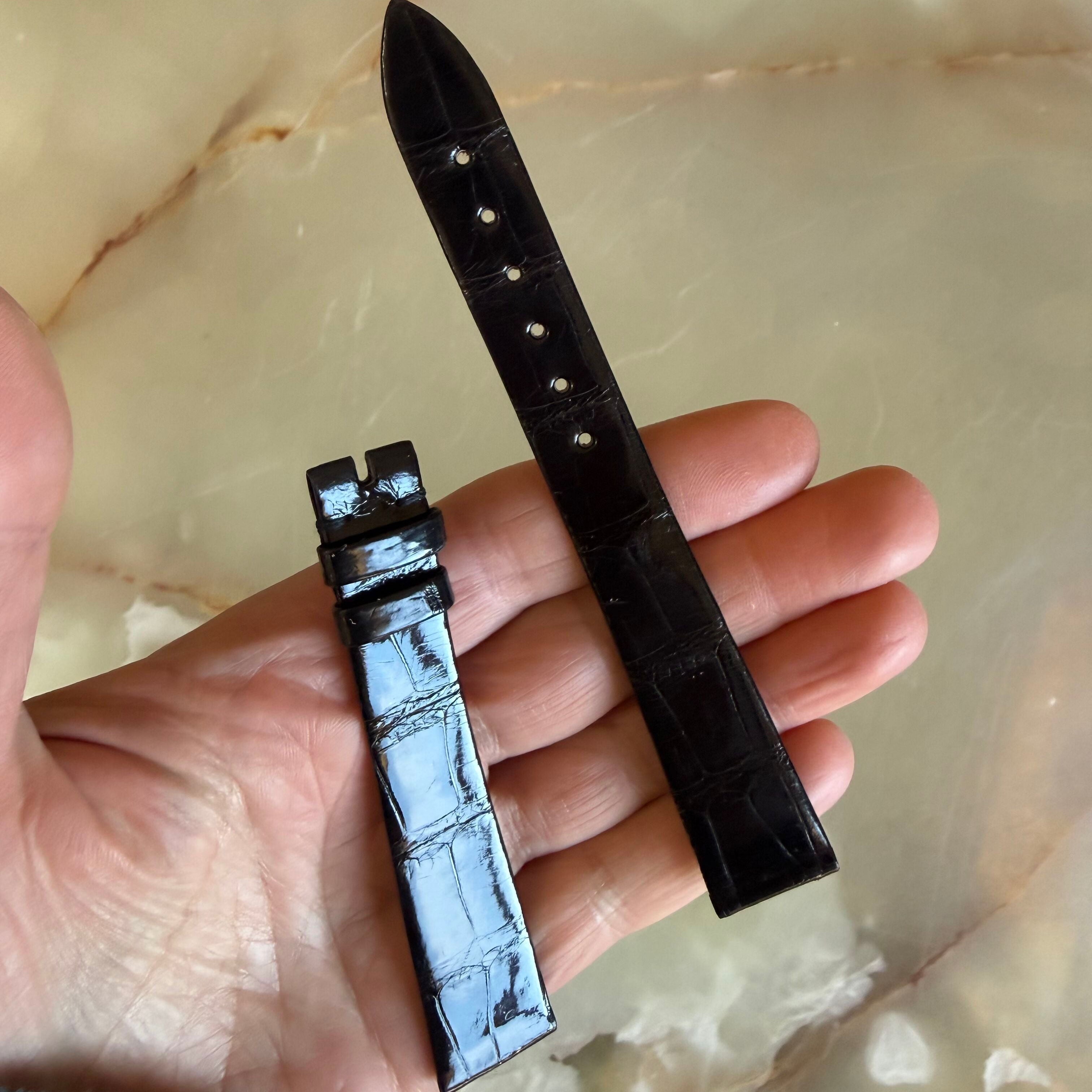 Authentic Audemars Piguet Alligator Black Shiny Watch Band Strap 18mm