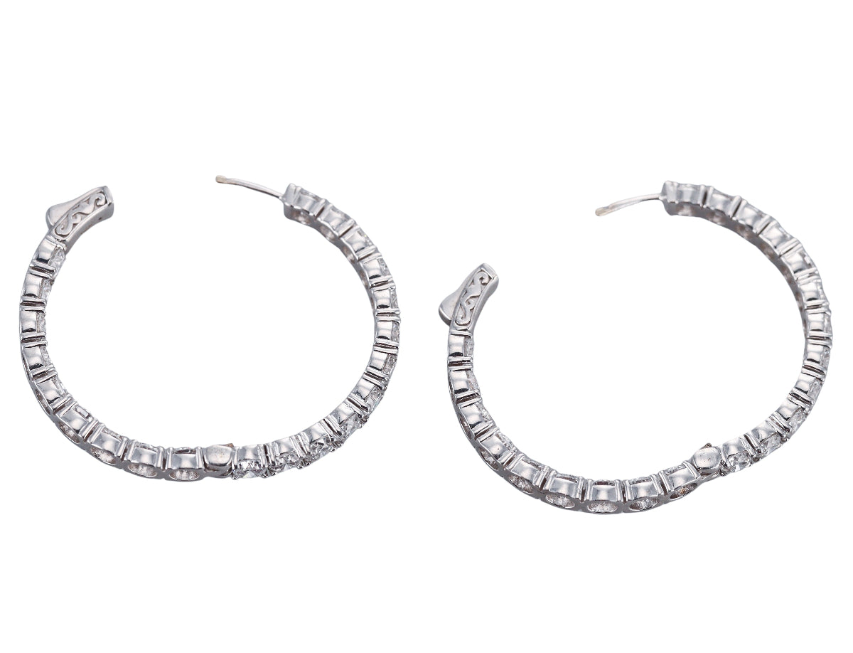 14k Solid Gold Lab Grown 12.76ctw Diamond Hoop Earrings