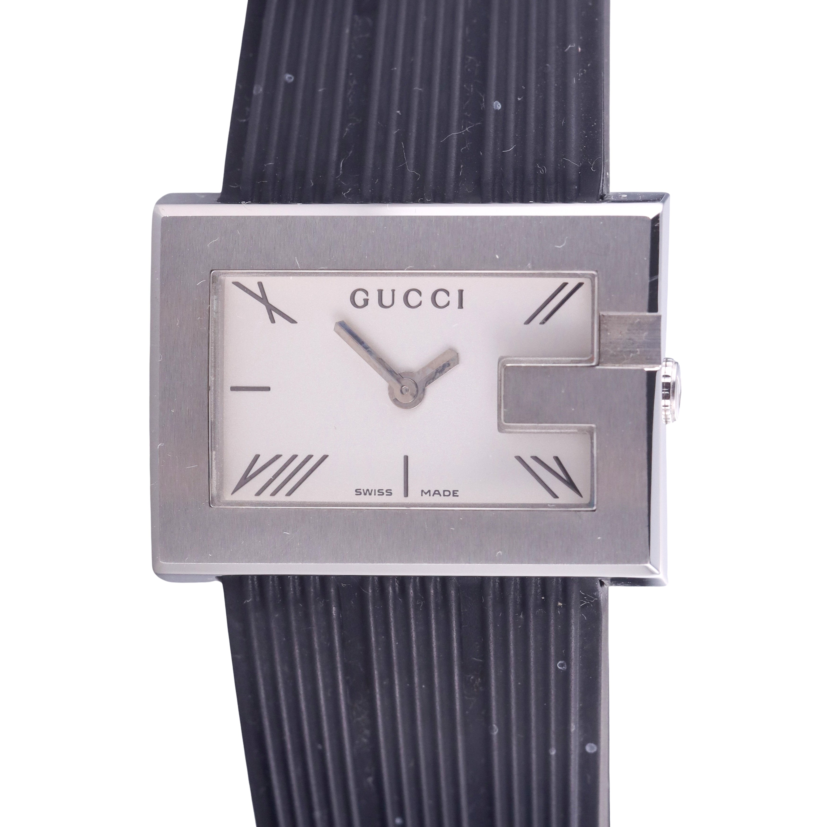 Gucci G Frame Stainless Steel Rubber Watch 100L YA100504