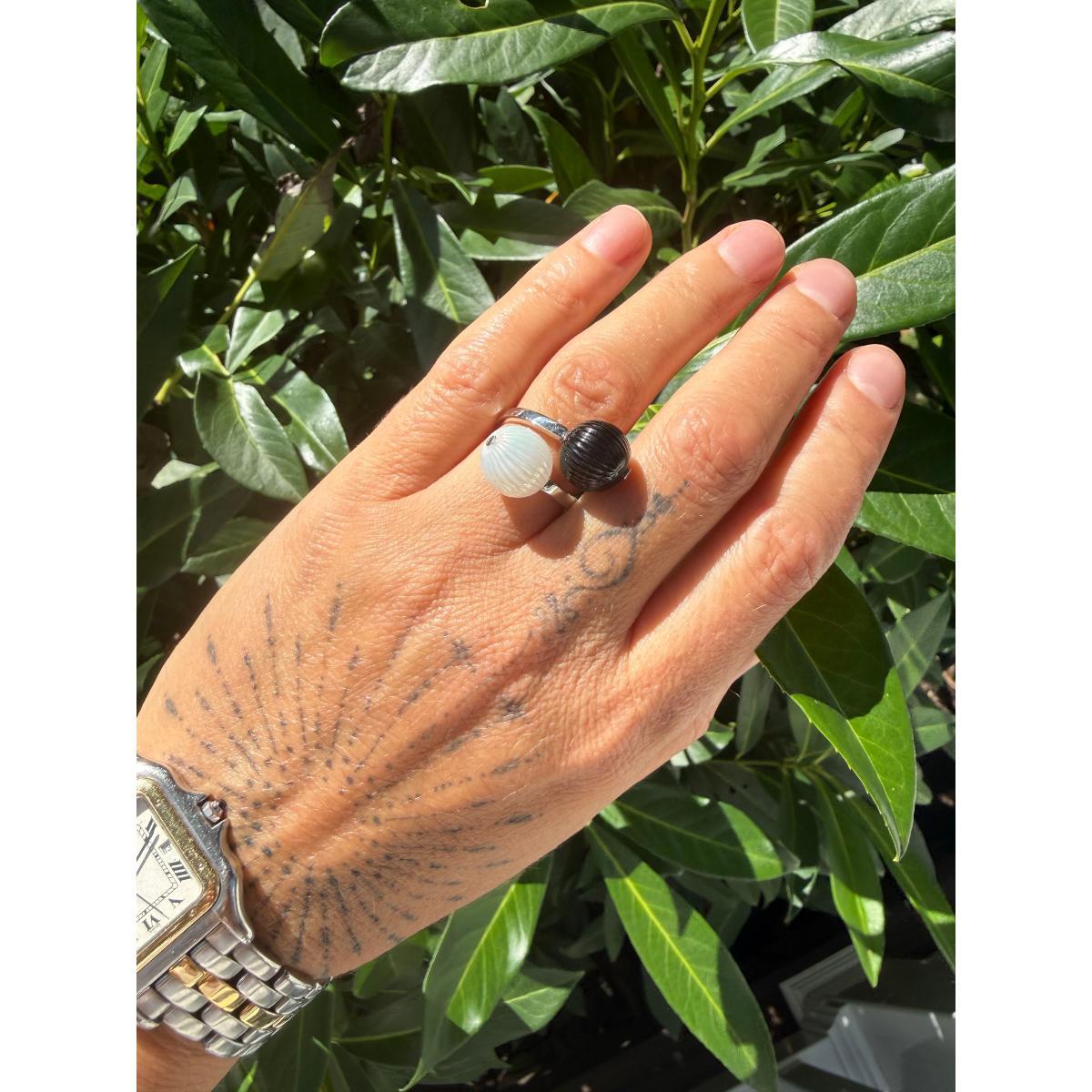 Lalique Toi & Moi Crystal Ball Sterling Silver Bypass Ring 10382300