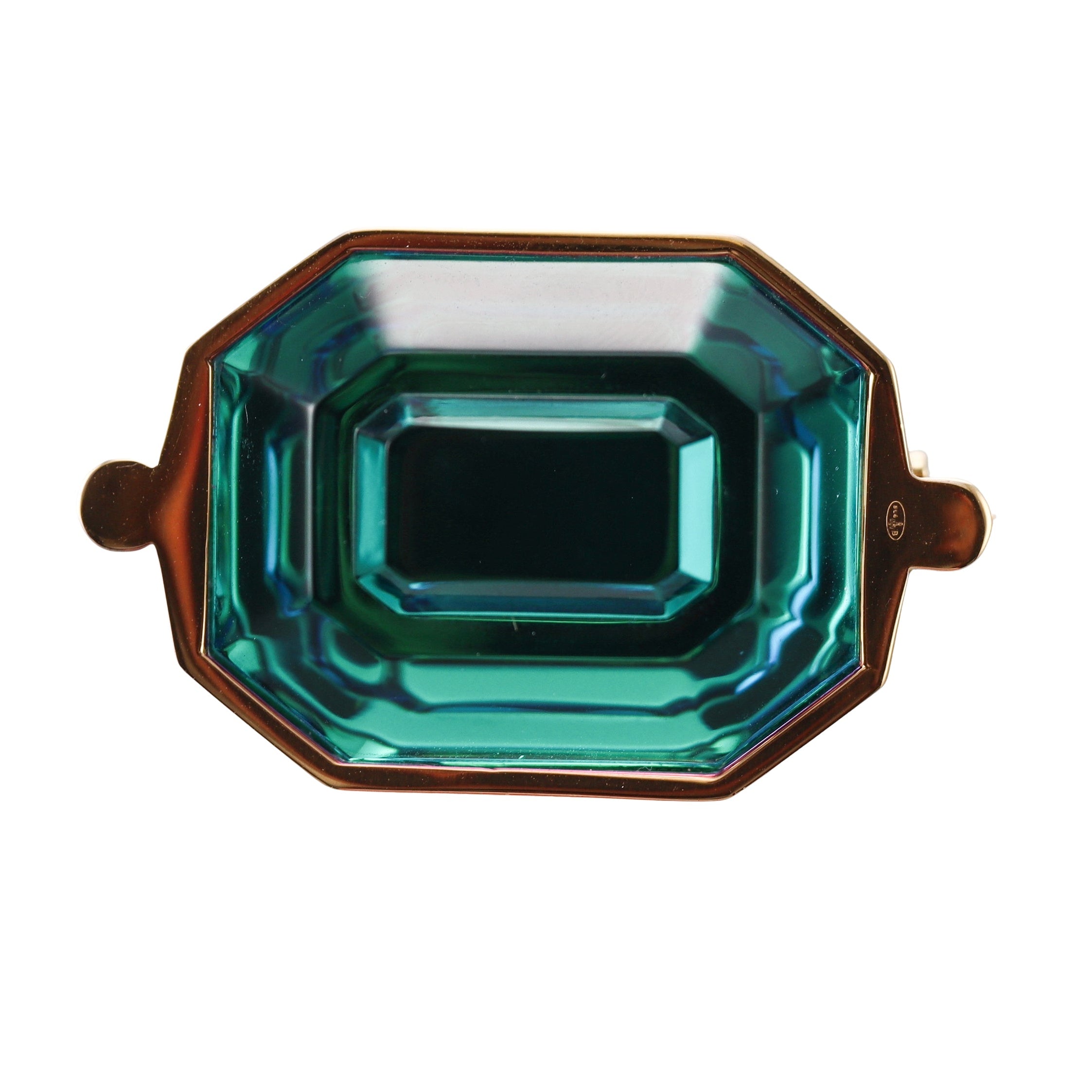 Baccarat Crystal Harcourt 18k Gold Vermeil Sterling Greenish Blue Brooch 2814698