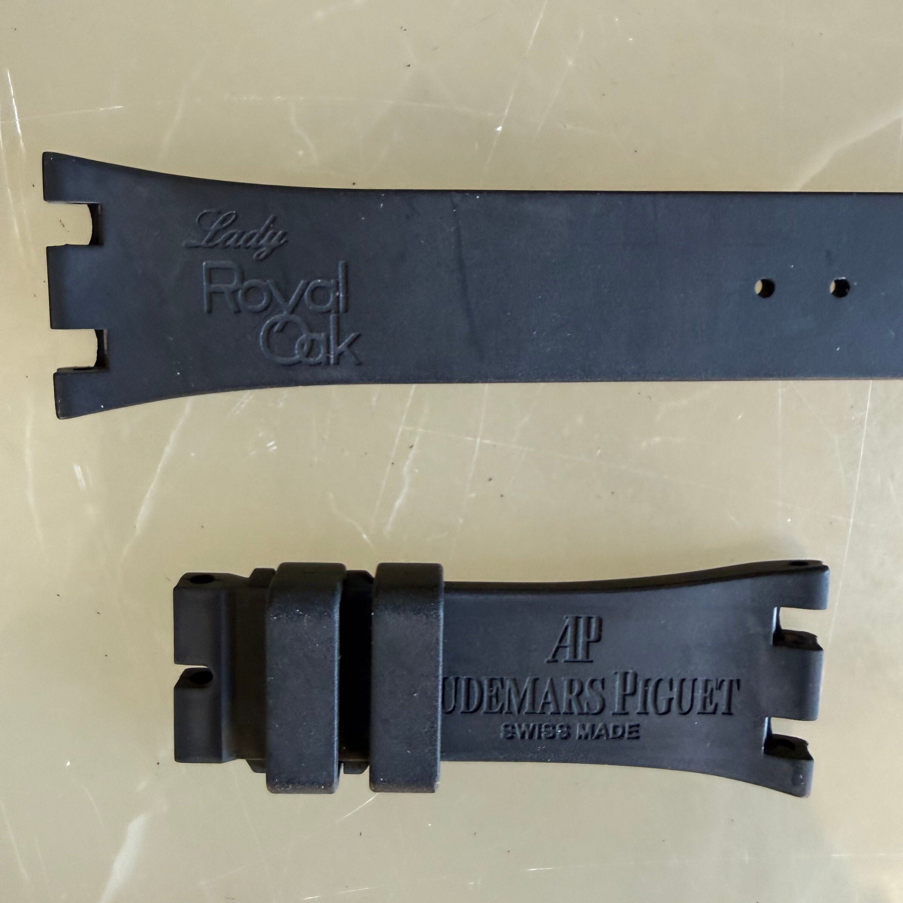 Authentic Audemars Piguet Lady Royal Oak Black Rubber Watch Strap Band 21.5mm