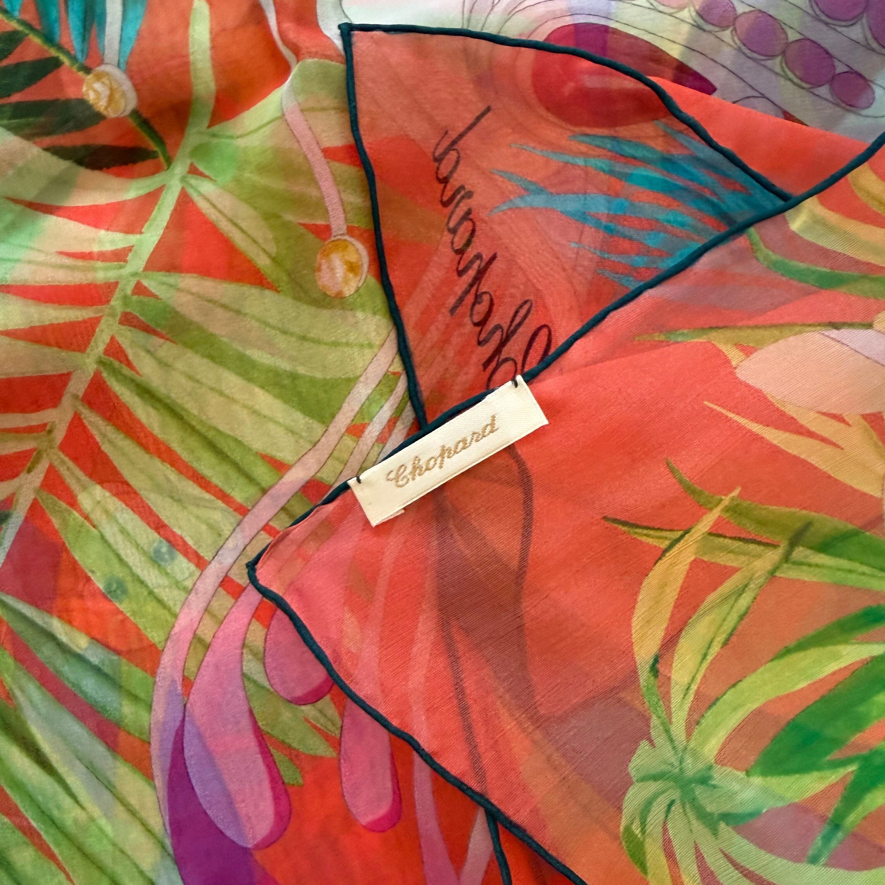 Chopard Animal World Orange Organic Silk Chiffon Womens Stole/Scarf 95005-0472