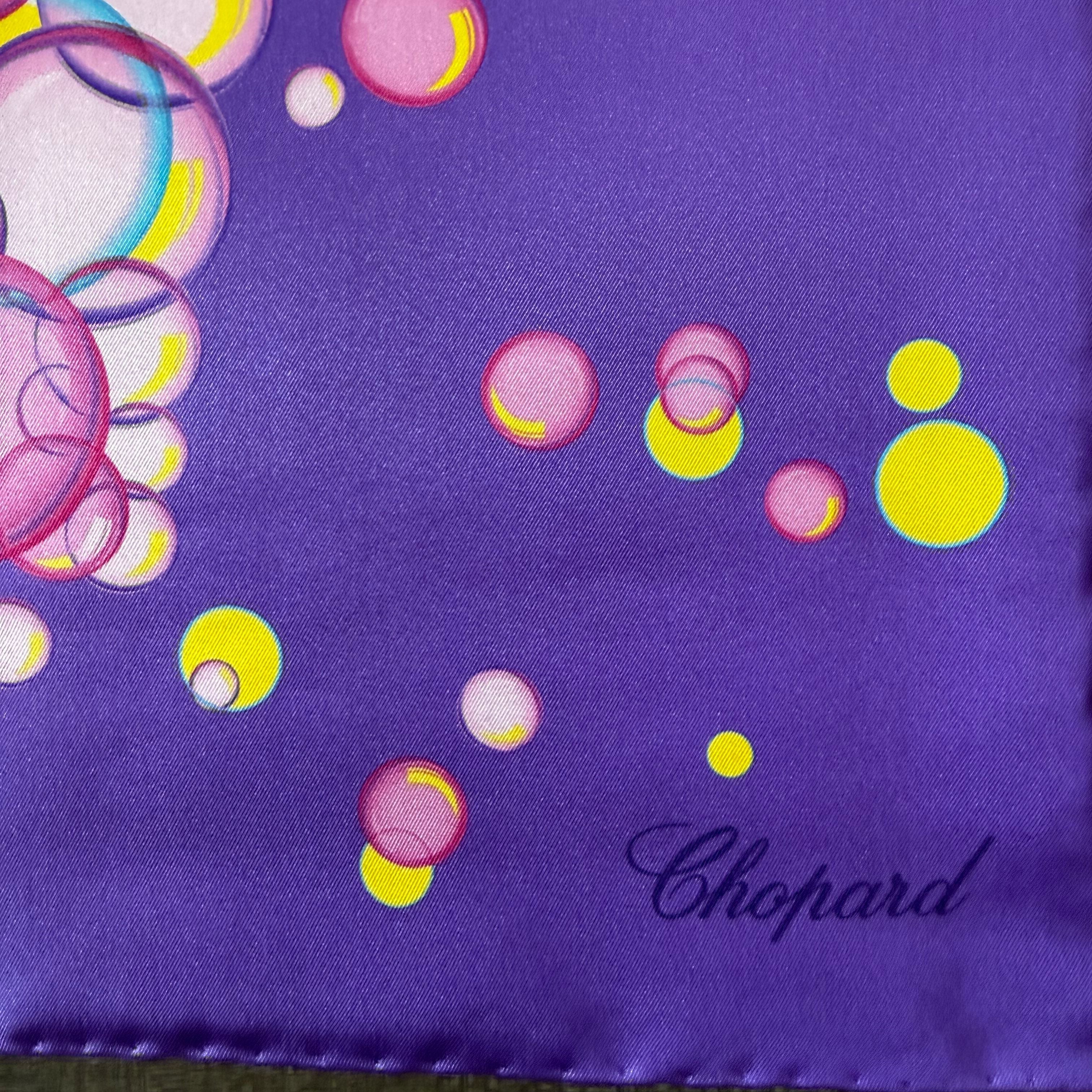 Chopard Happy Bubbles Purple Organic Silk Twill Womens Foulard Scarf 95002-0723